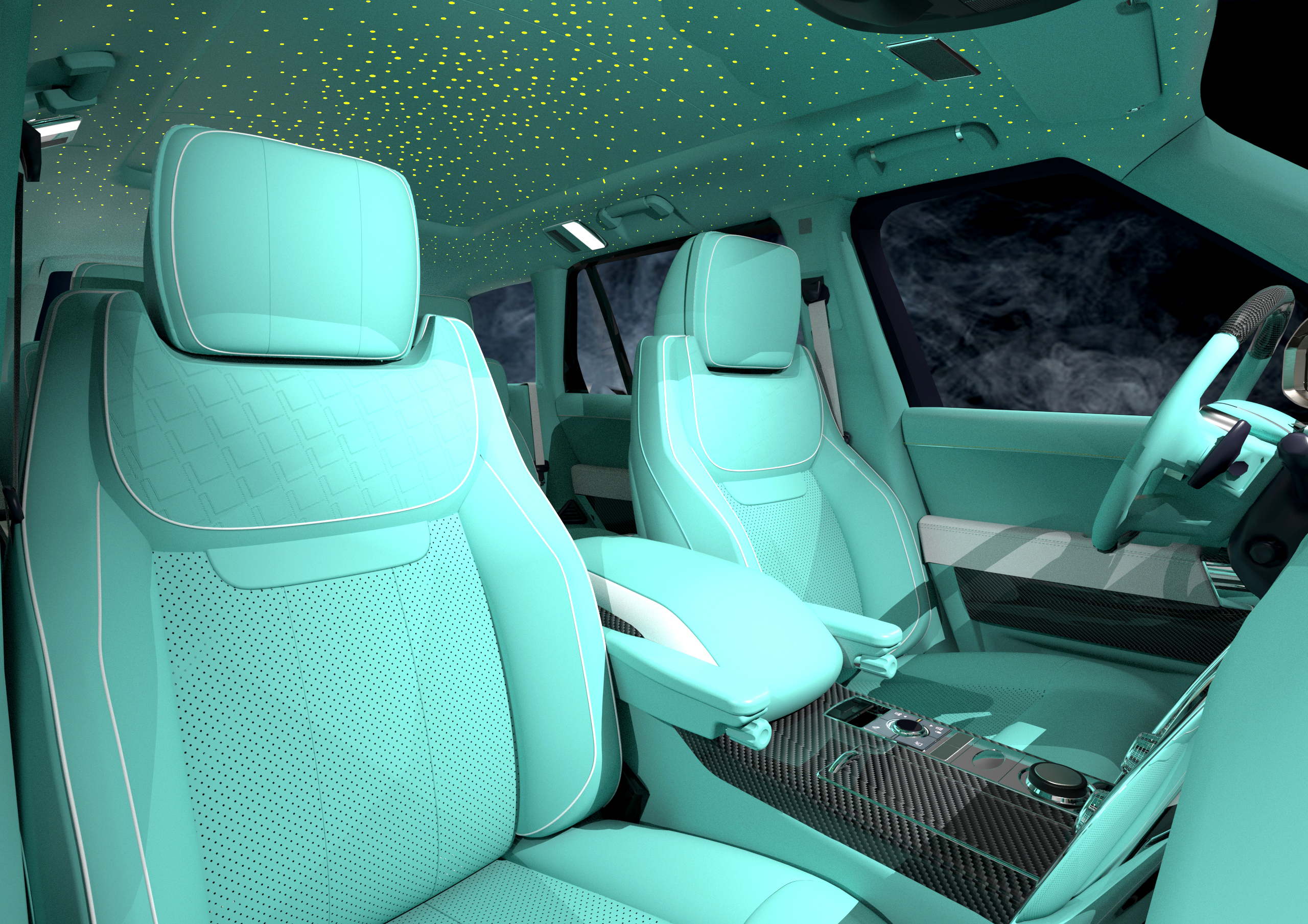 Range Rover Interior Triad Rendering Effect Diagram，