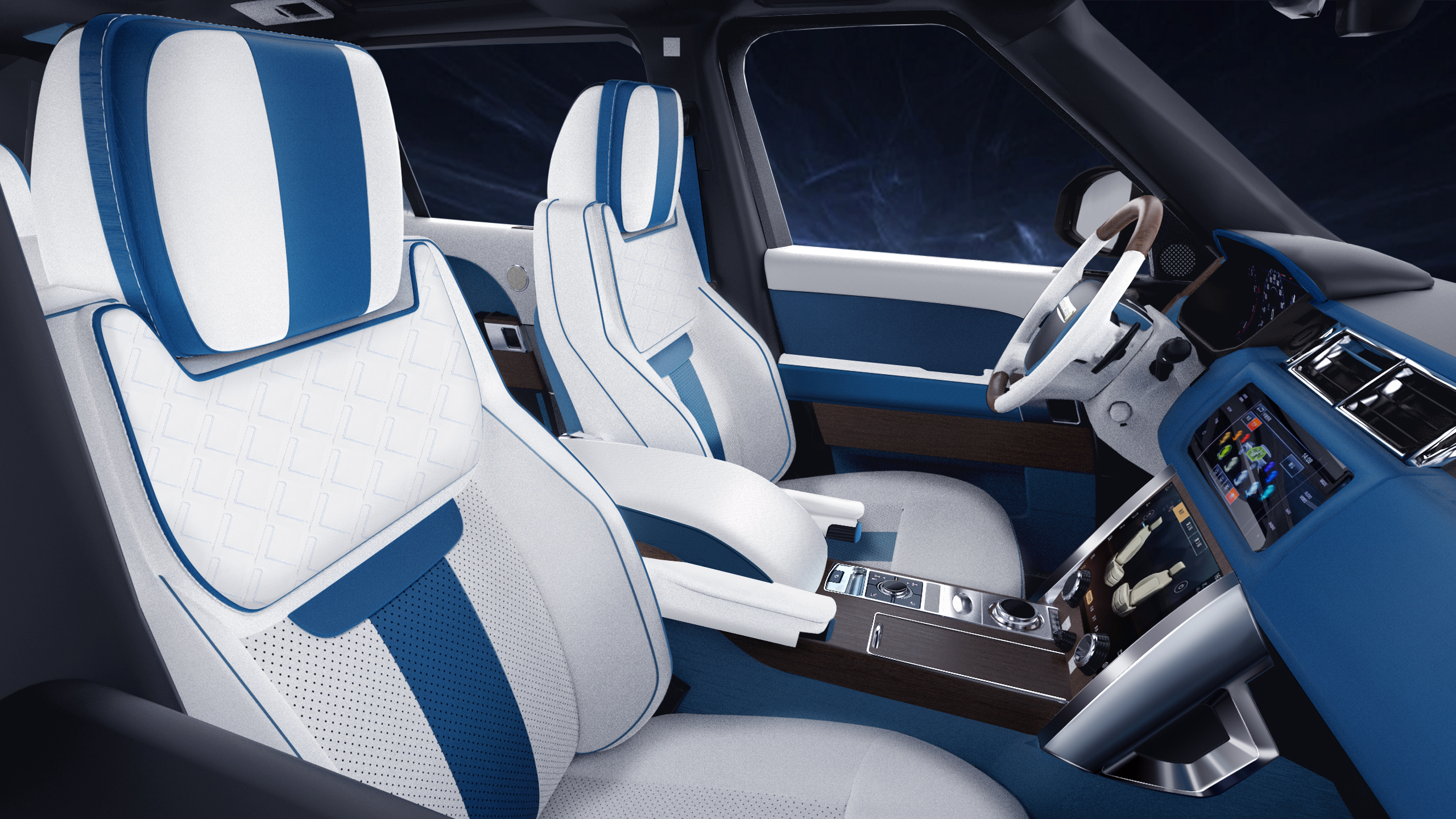 Range Rover Interior Triad Rendering Effect Diagram，