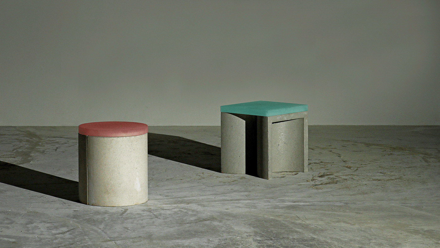 furniture，product design，stool，concrete，