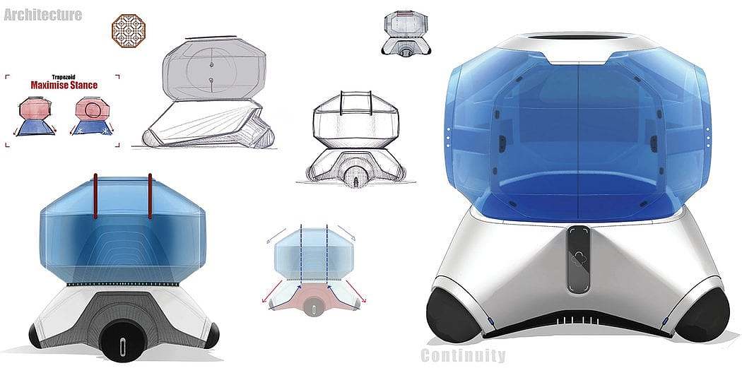 Concept Bubble，人体工程学，概念设计，Chuan Jiang，单人吊舱，汽车设计，