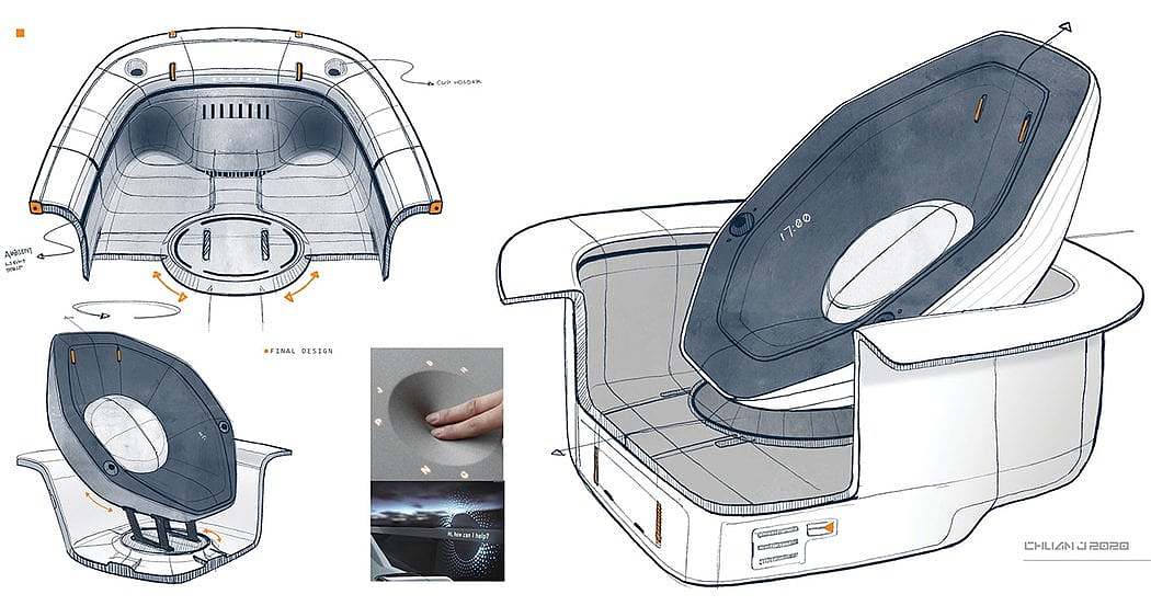 Concept Bubble，人体工程学，概念设计，Chuan Jiang，单人吊舱，汽车设计，