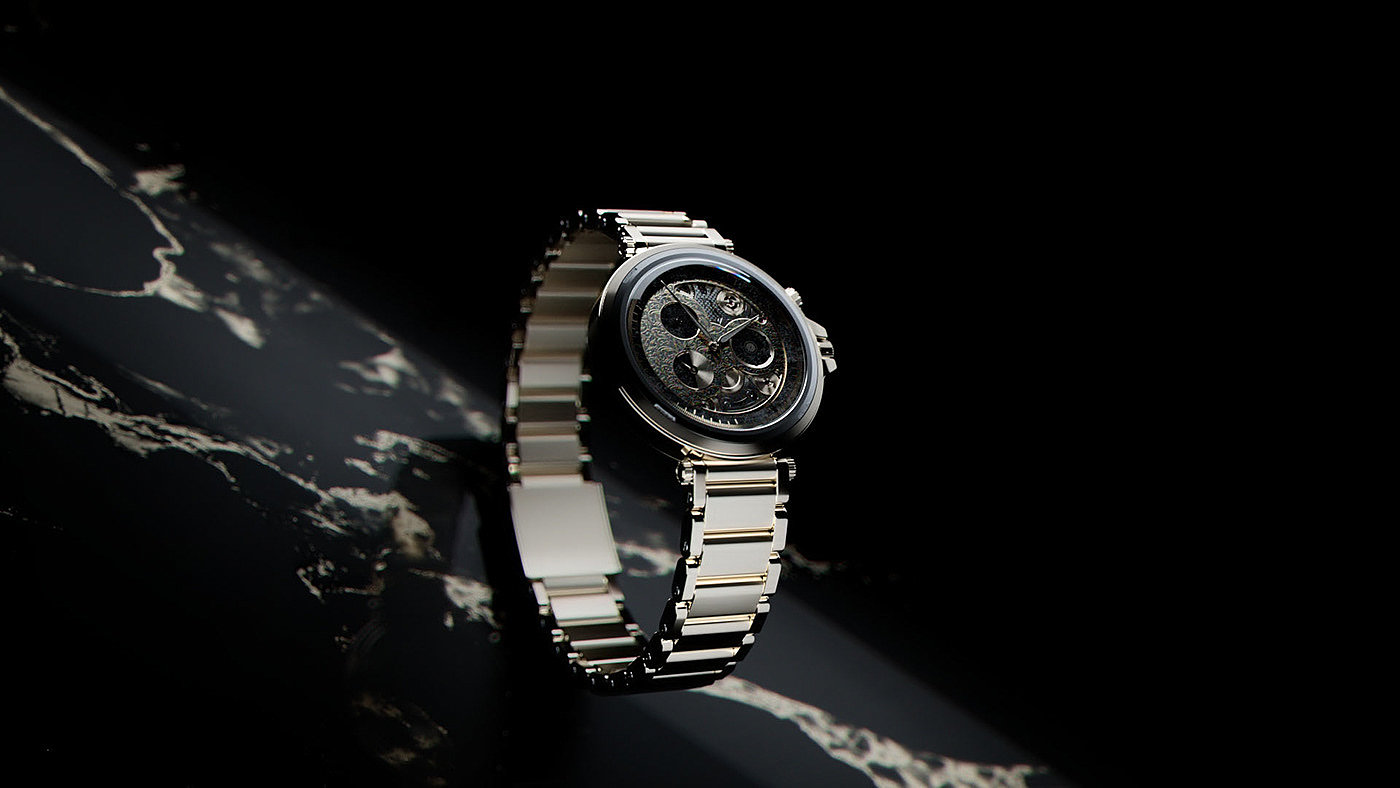 3d，Design，luxury goods，Wrist watch，MOTION，montre，Reflection，