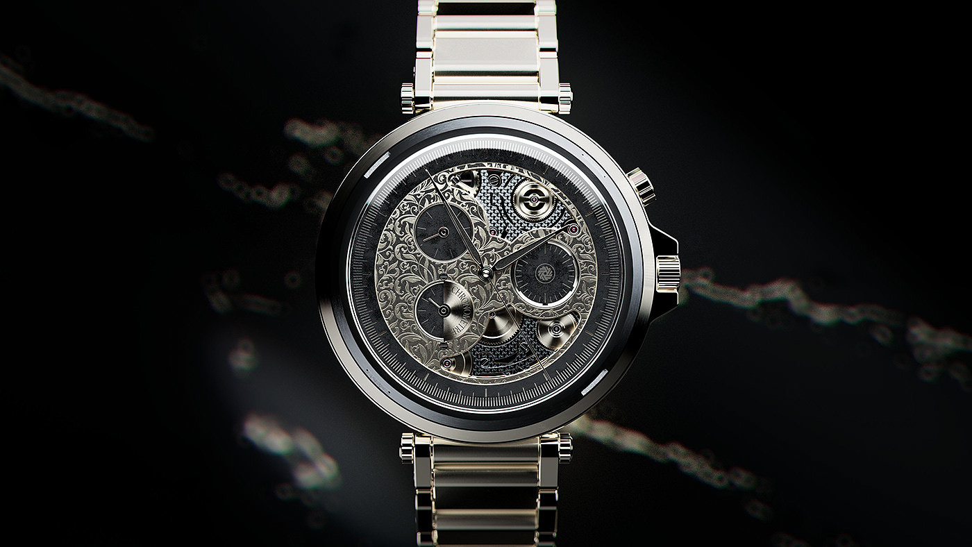 3d，Design，luxury goods，Wrist watch，MOTION，montre，Reflection，