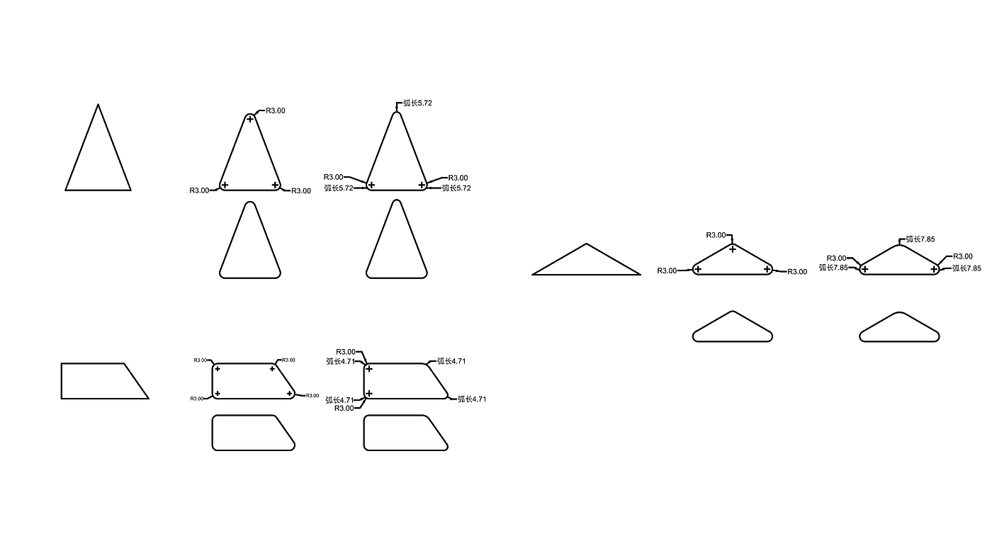 Equal arc length fillet, visual balance, u design, visual path，