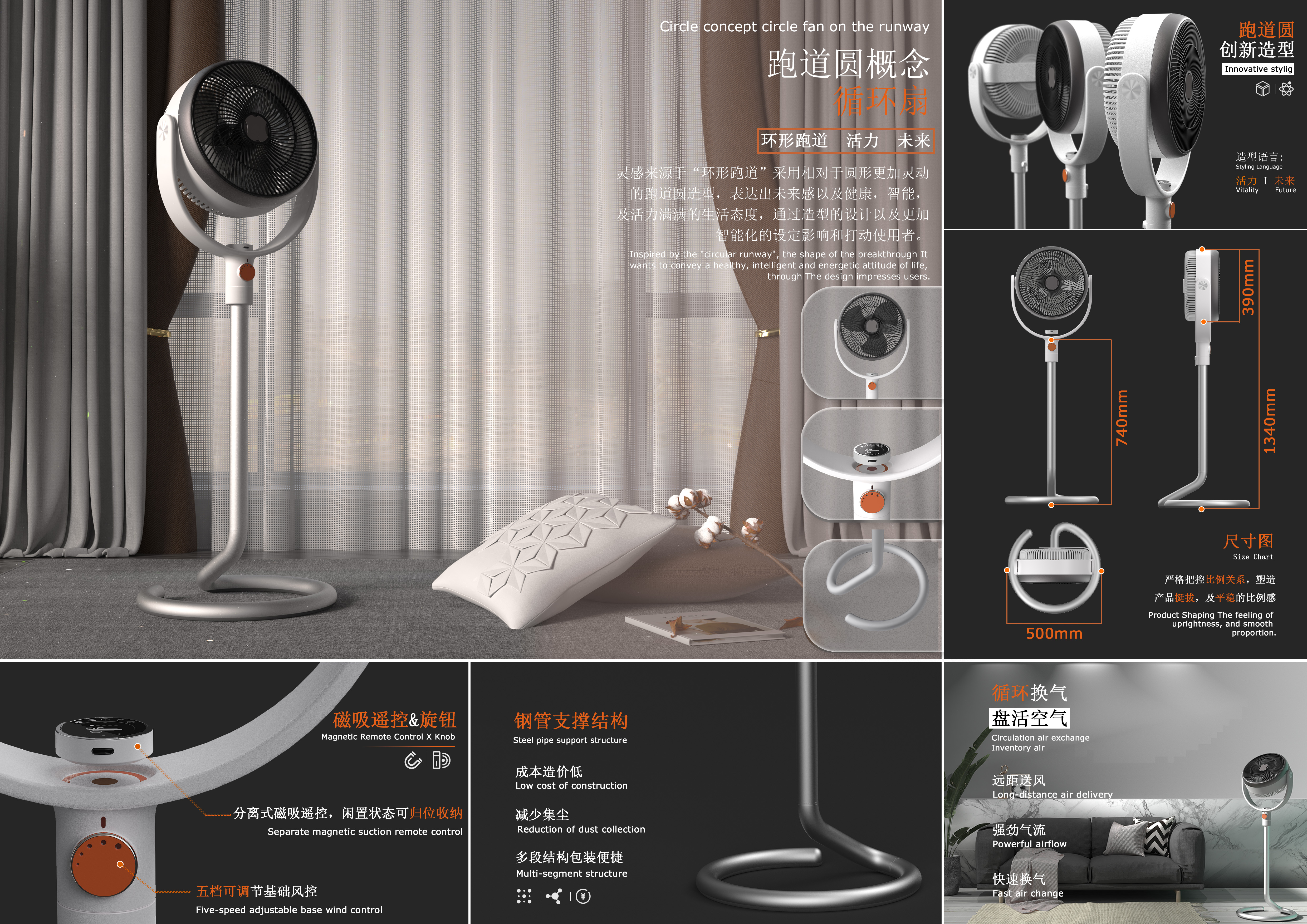 Fan，household electrical appliances，Runway circle，conceptual design，