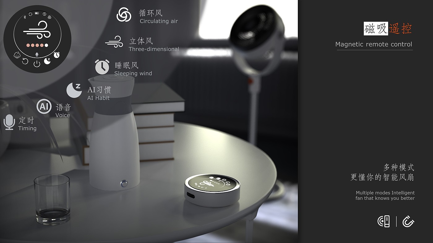 Fan，household electrical appliances，Runway circle，conceptual design，