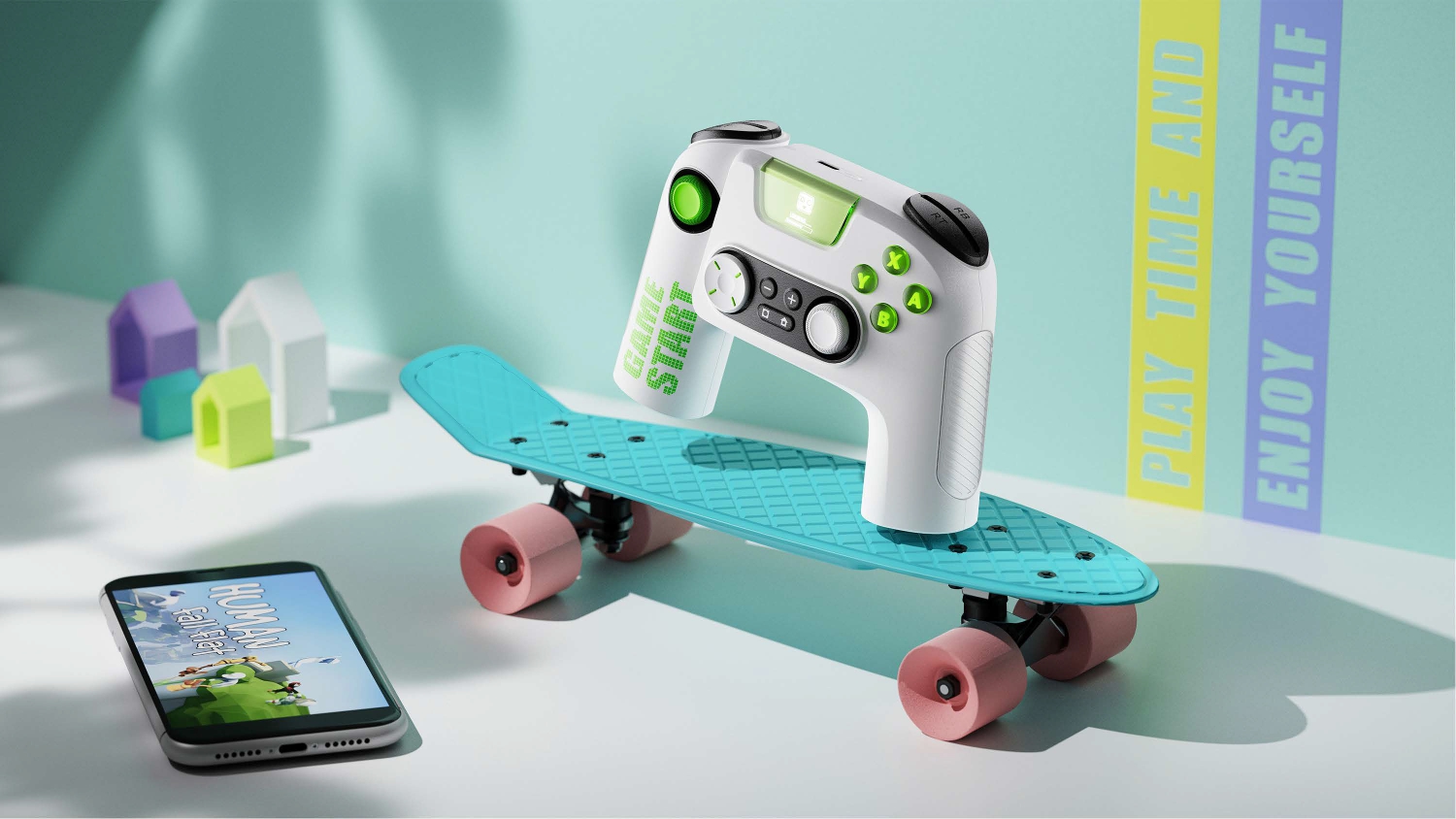 product design，industrial design，Keyshot rendering，sample reels，Game handle，3c，