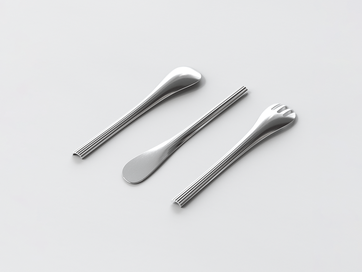 Tableware design，knife，fork，workmanship，Metal，Made in Italy，product design，Render，