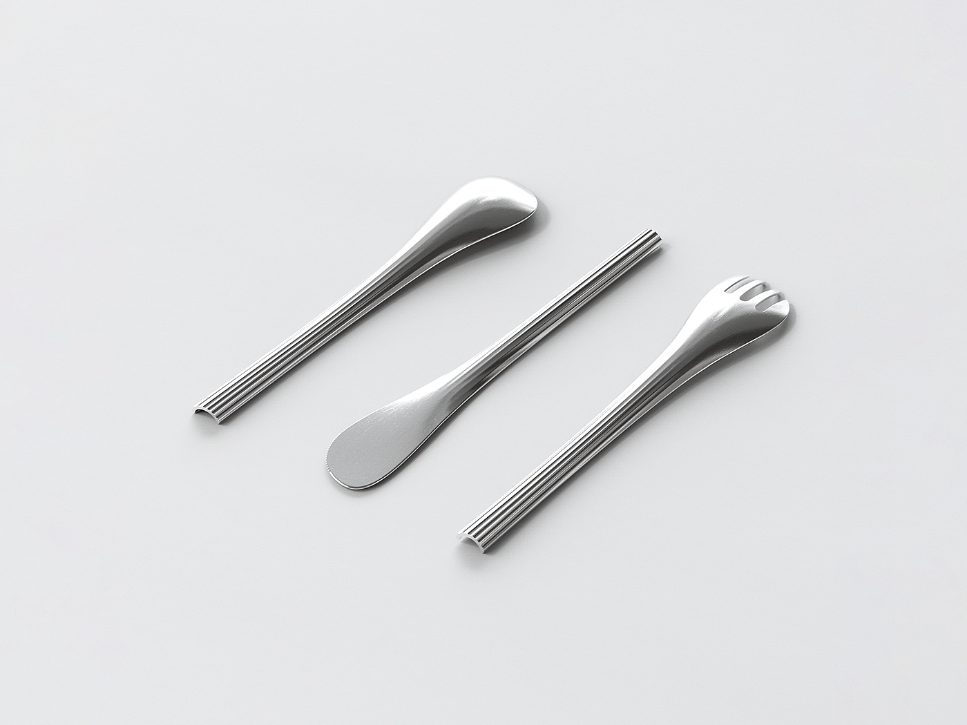 Tableware design，knife，fork，workmanship，Metal，Made in Italy，product design，Render，