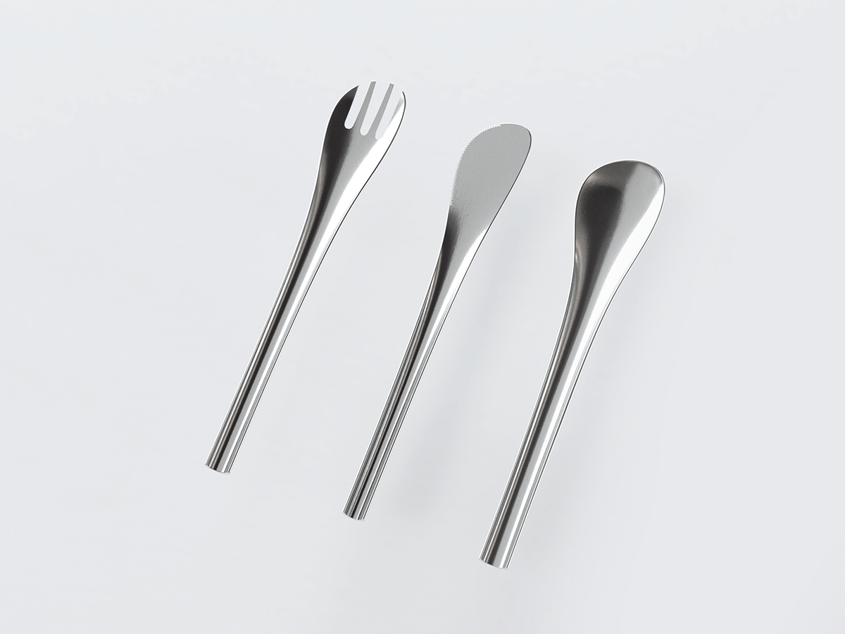 Tableware design，knife，fork，workmanship，Metal，Made in Italy，product design，Render，