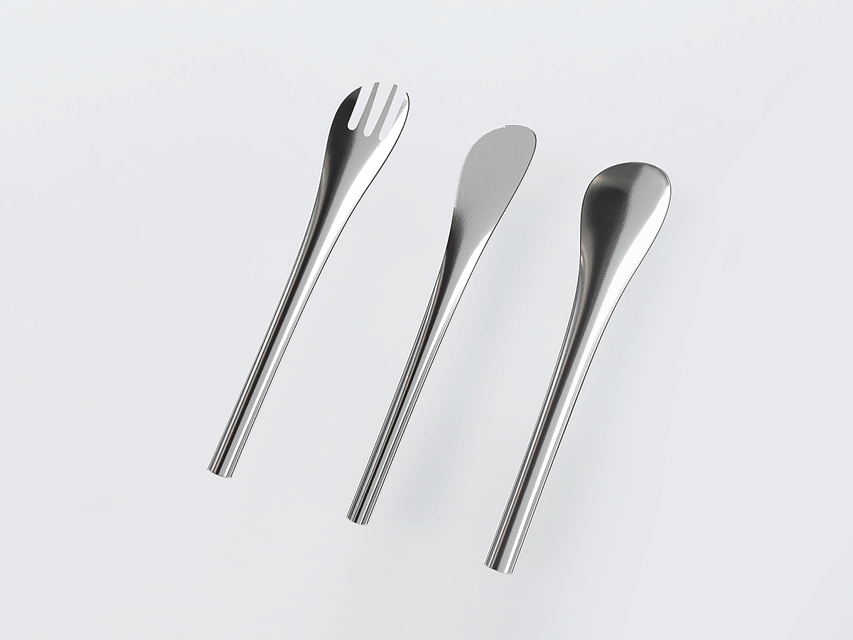 Tableware design，knife，fork，workmanship，Metal，Made in Italy，product design，Render，