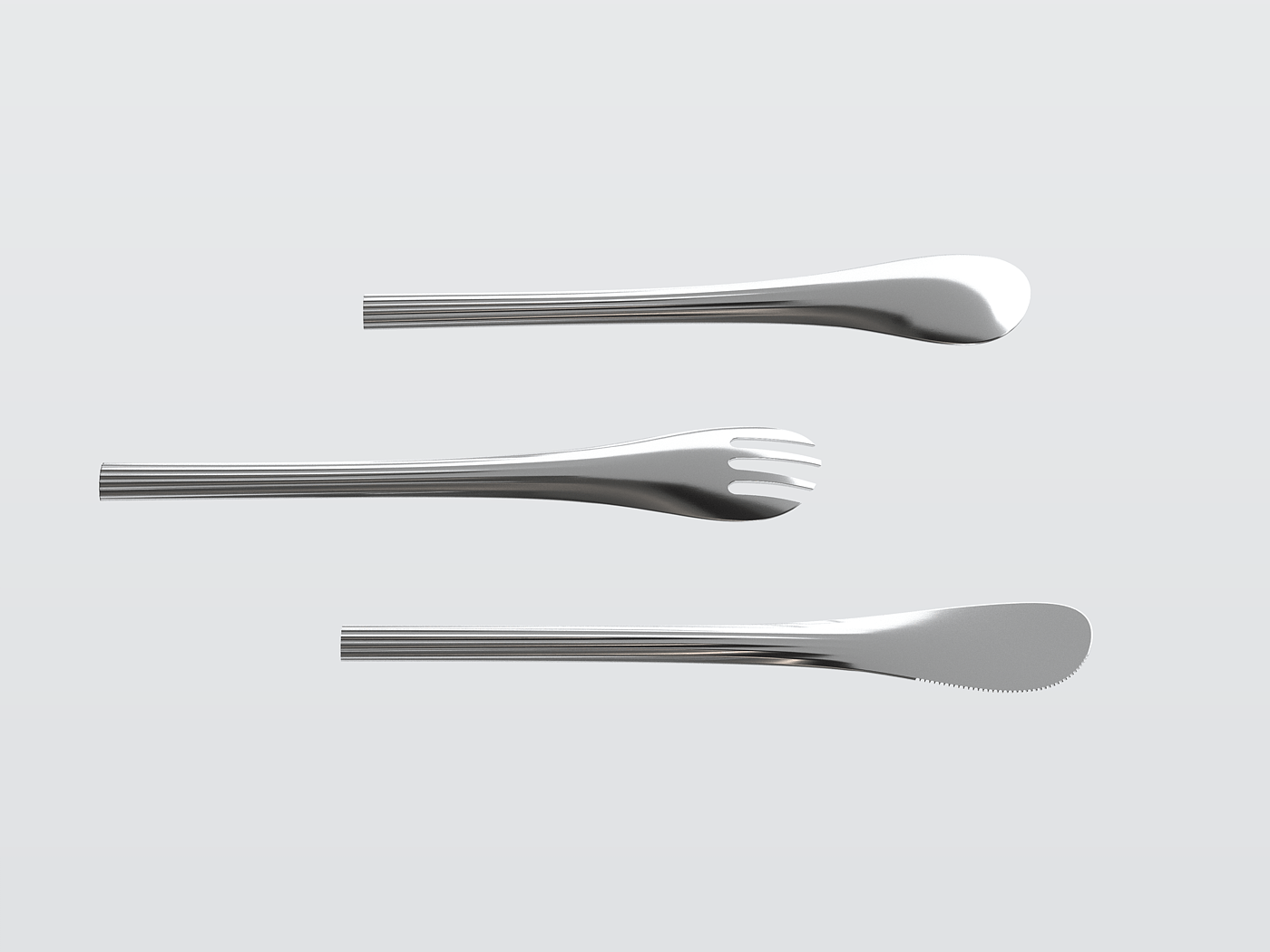 Tableware design，knife，fork，workmanship，Metal，Made in Italy，product design，Render，