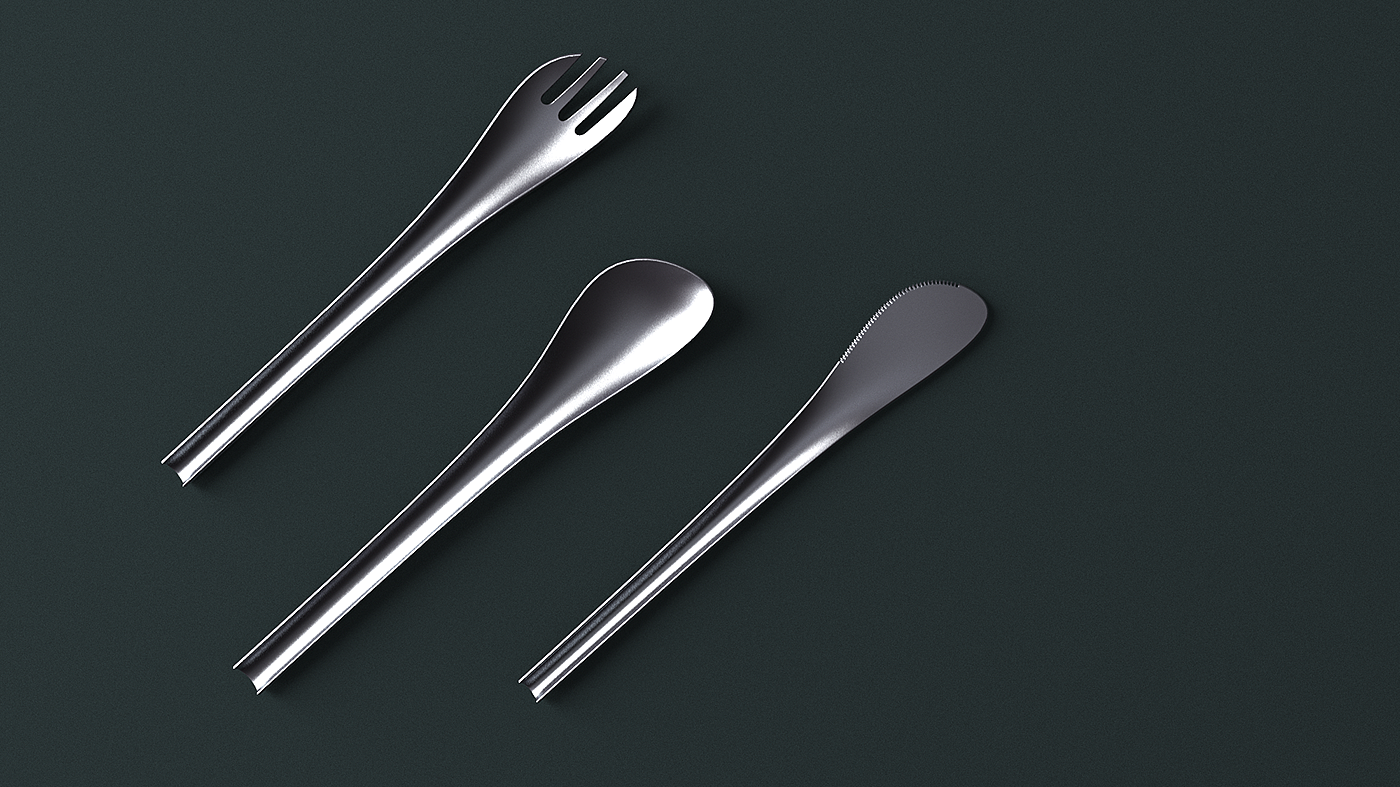 Tableware design，knife，fork，workmanship，Metal，Made in Italy，product design，Render，