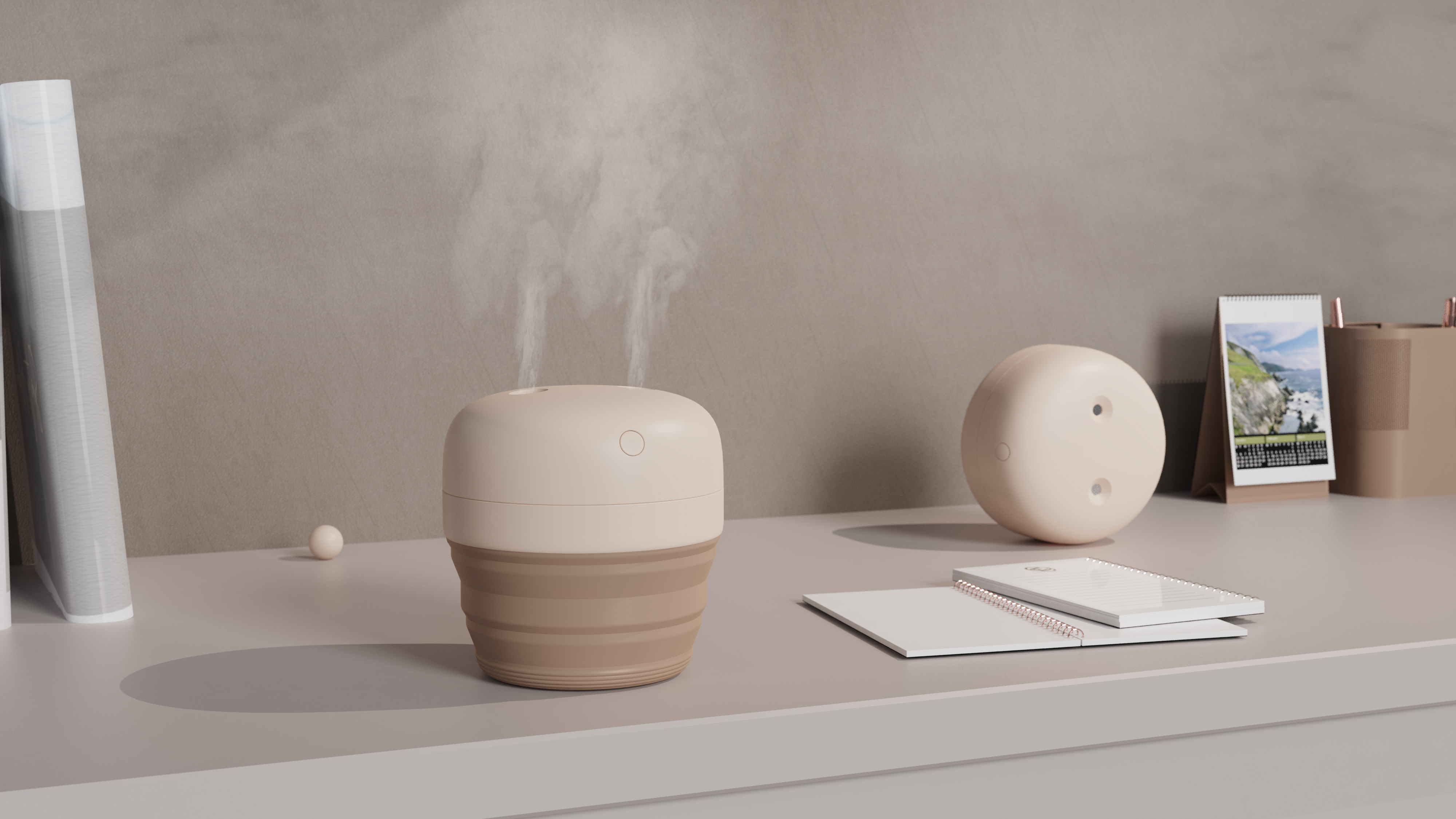 Creative folding humidifier，Travel good things, accompanying humidification!，Folding storage, no space，Double-hole spray, wider humidification range，