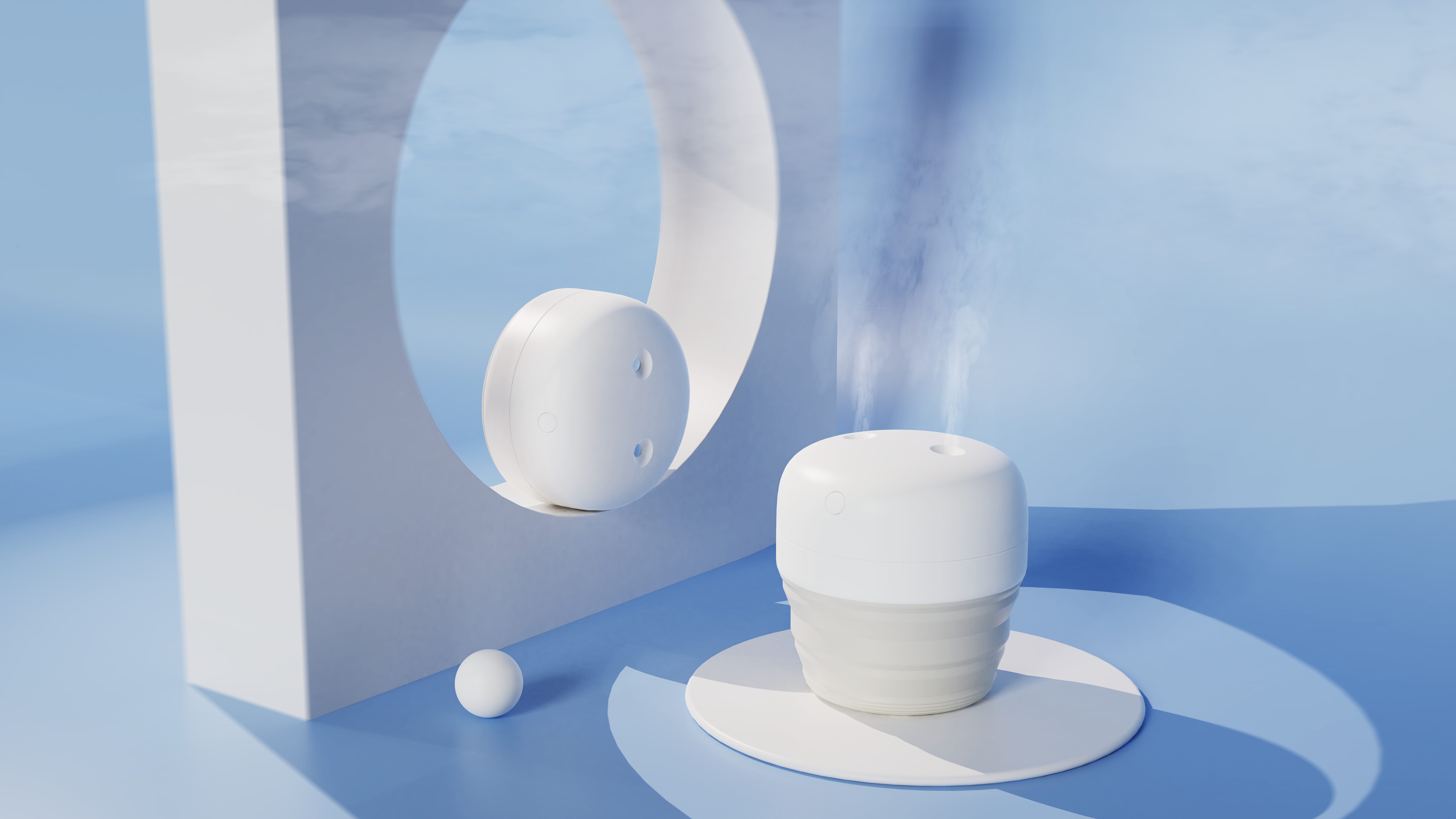 Creative folding humidifier，Travel good things, accompanying humidification!，Folding storage, no space，Double-hole spray, wider humidification range，