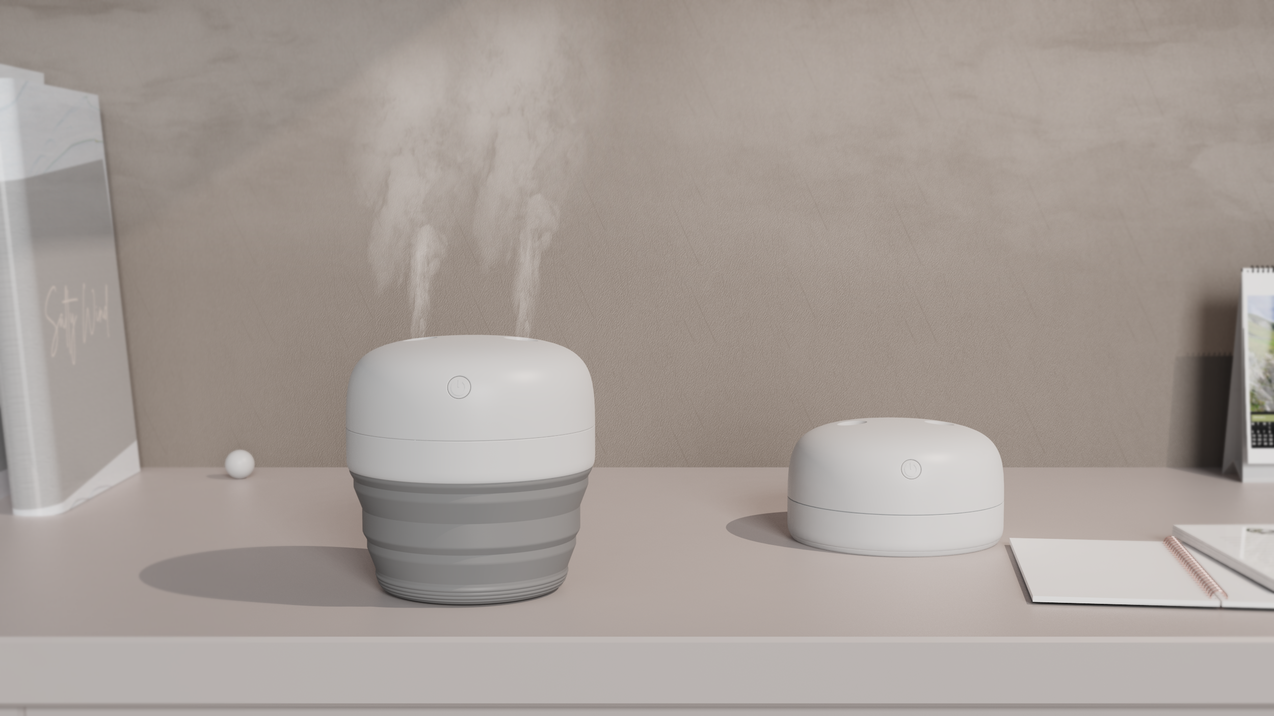 Creative folding humidifier，Travel good things, accompanying humidification!，Folding storage, no space，Double-hole spray, wider humidification range，