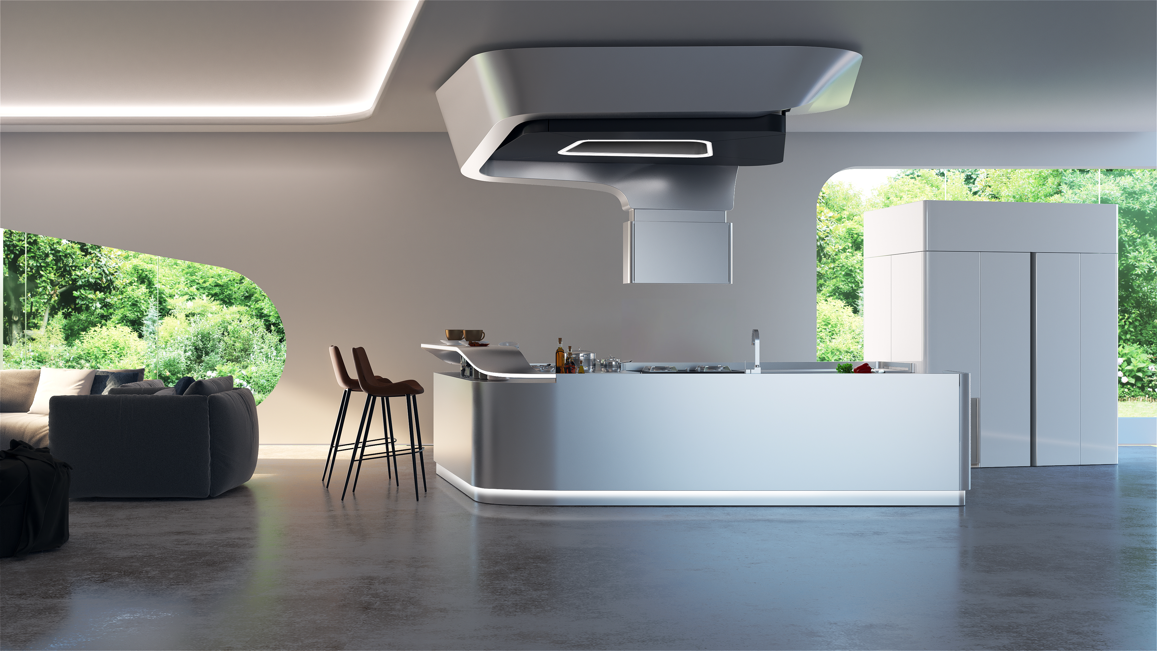conceptual design，Future kitchen，Intelligent cabinet，ai，Integrated stove，