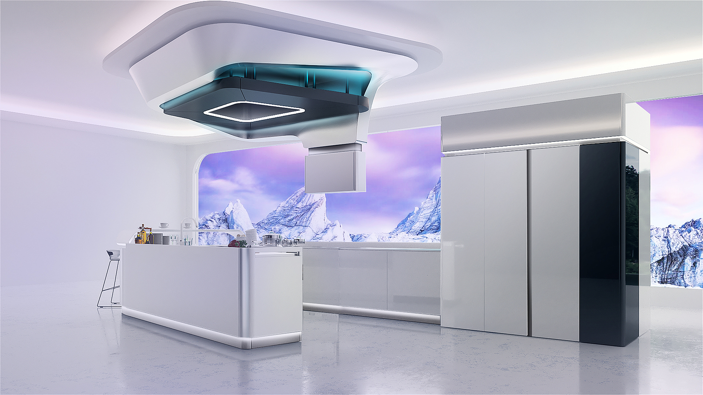 conceptual design，Future kitchen，Intelligent cabinet，ai，Integrated stove，