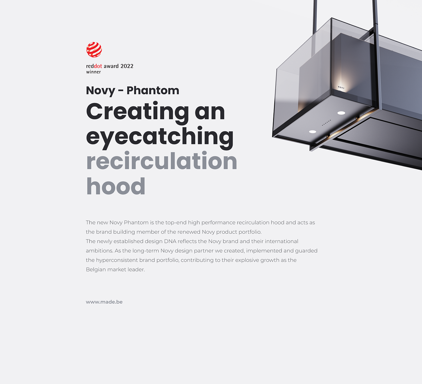 Made Design，新幻影抽油烟机，Novy，产品设计，人体工程学，reddot award 2022，Cooker Hood，