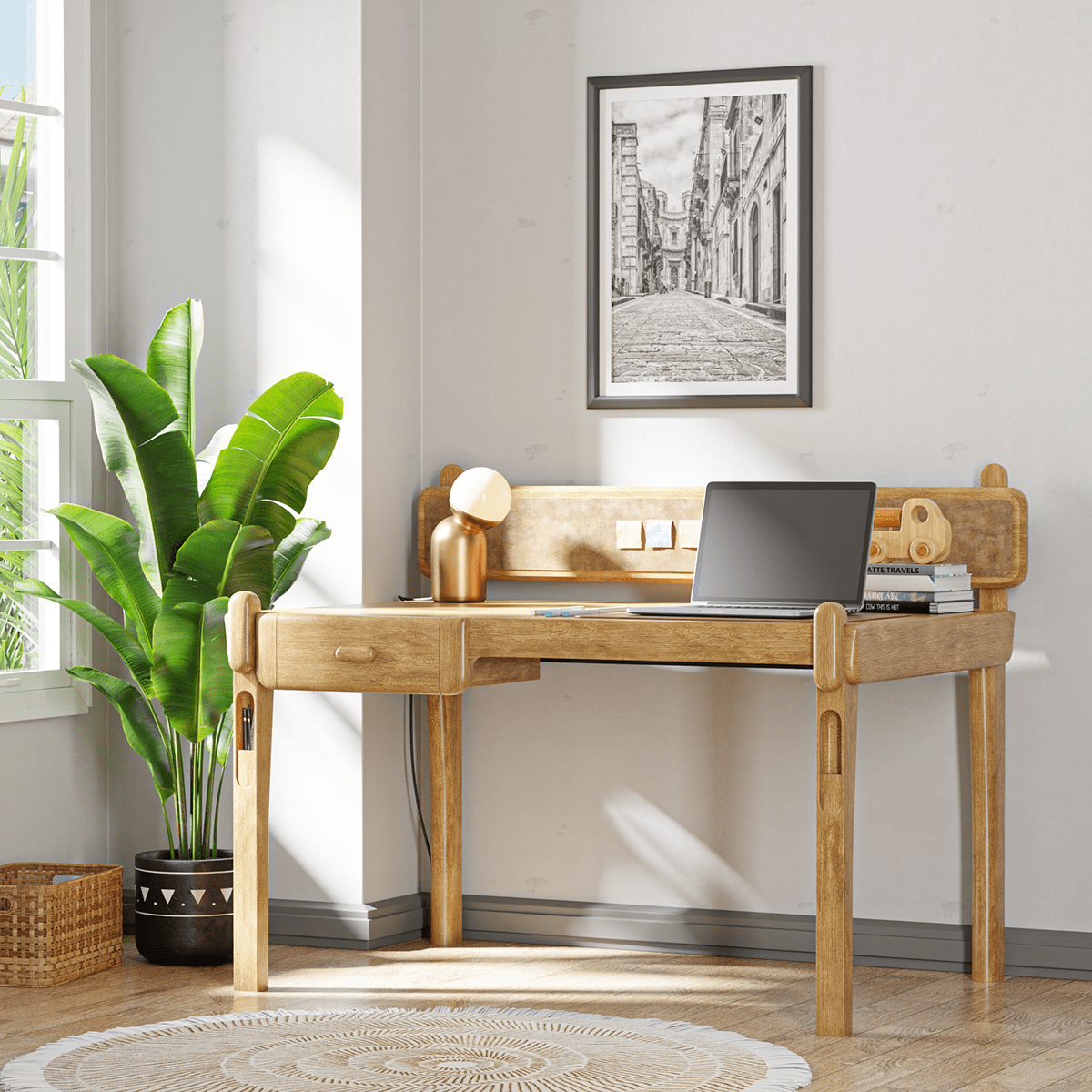 desk，wooden ，Oil level，delicate，Appearance design，