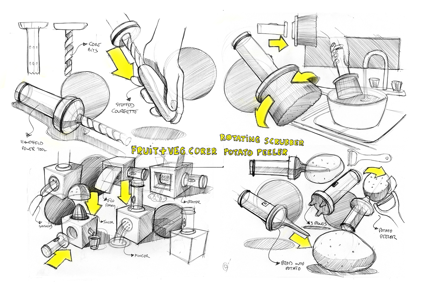 kitchen，Kitchenware，integrated，Design Research，Hand drawn，