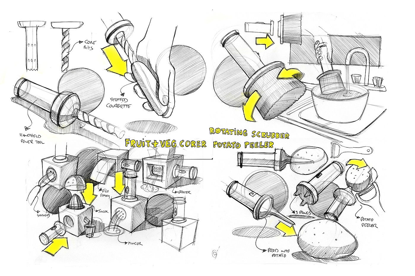 kitchen，Kitchenware，integrated，Design Research，Hand drawn，