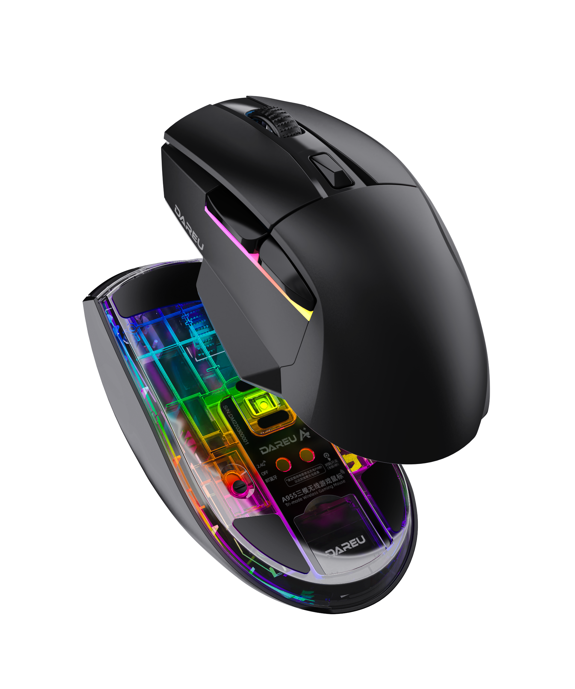 Daryou，Gaming Mouse，Bluetooth Mouse ，RGB，transparent，Wireless mouse，