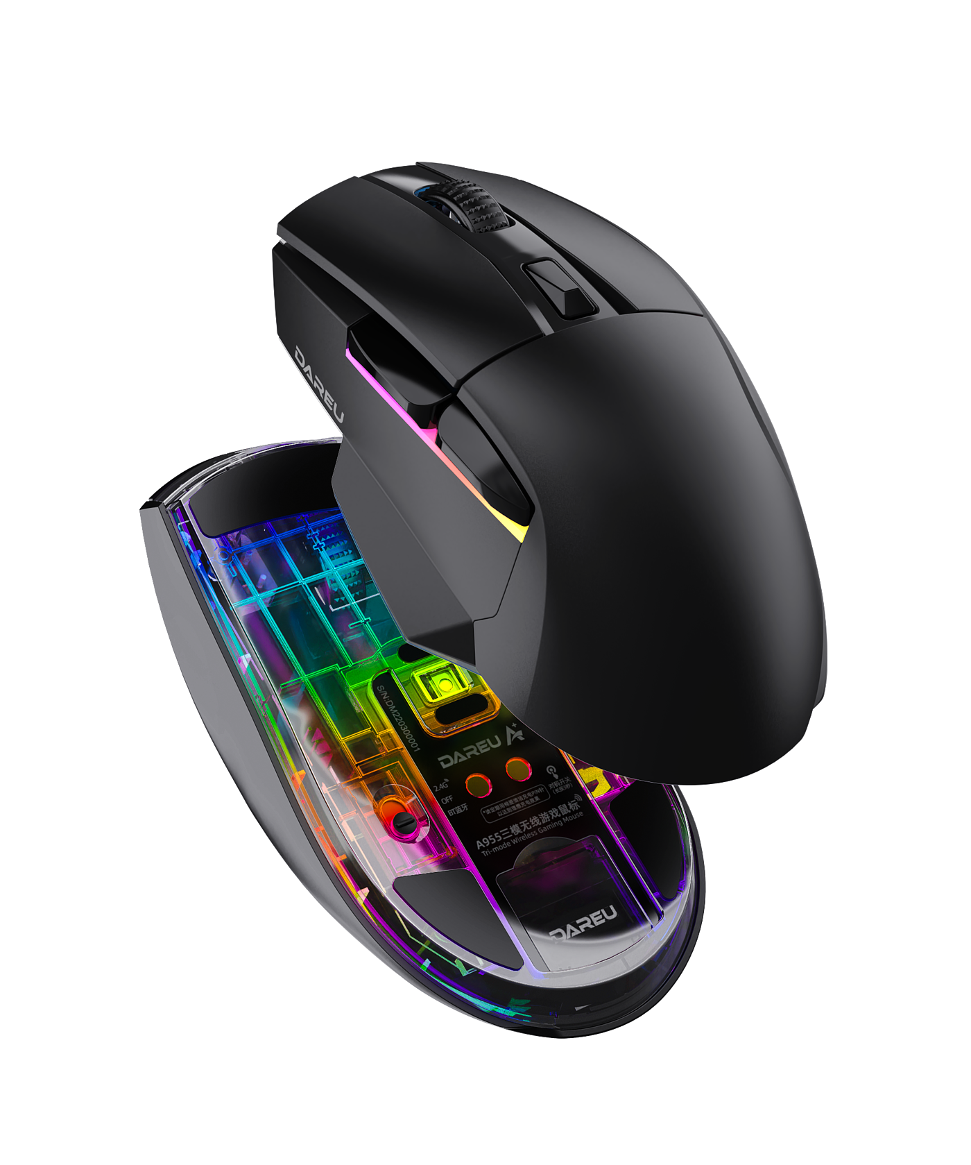 Daryou，Gaming Mouse，Bluetooth Mouse ，RGB，transparent，Wireless mouse，