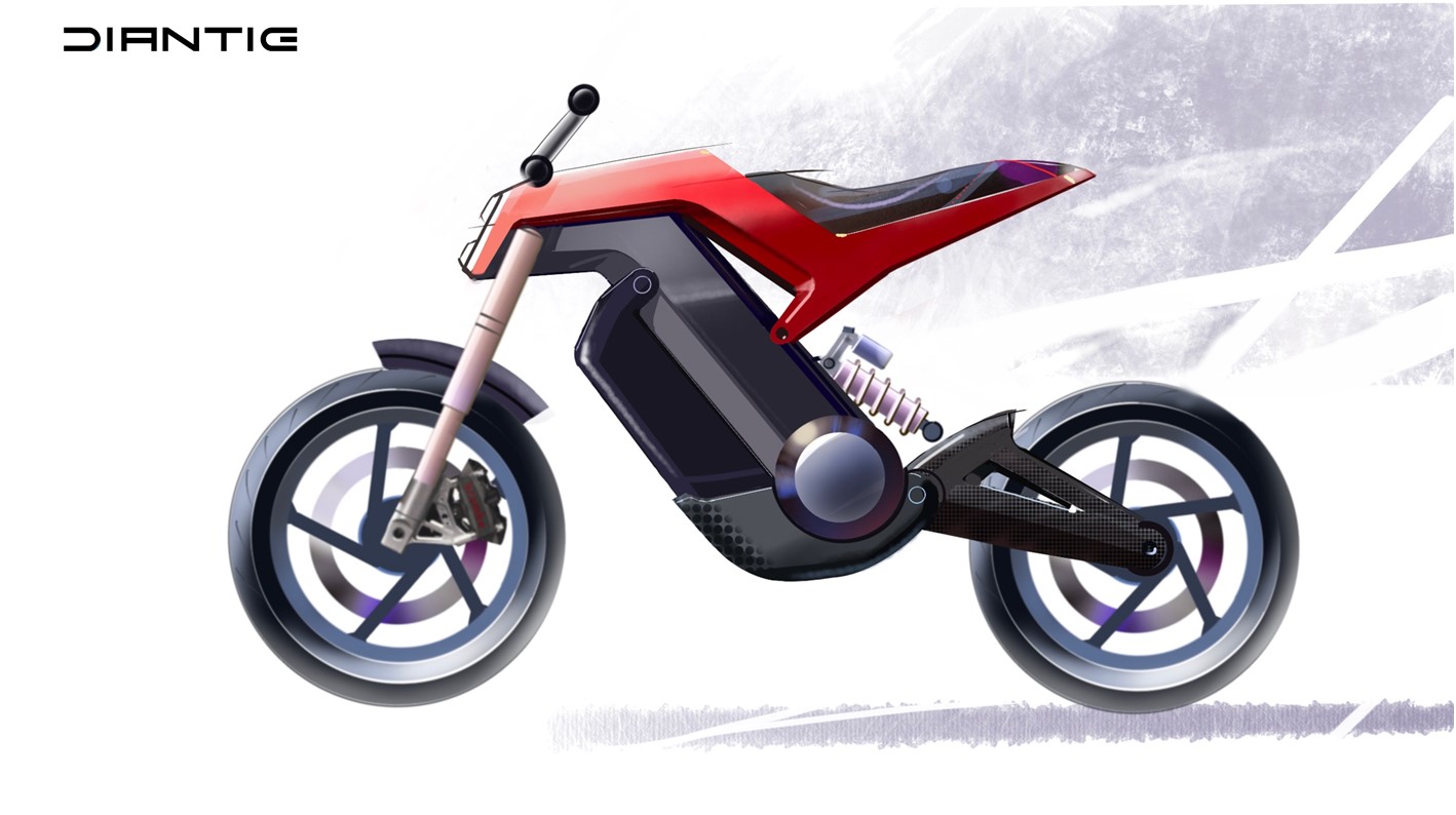 Electric motorcycle，Electric motorcycle，Design hand drawn，Design hand drawn，Point iron design，original，Point iron design，original，