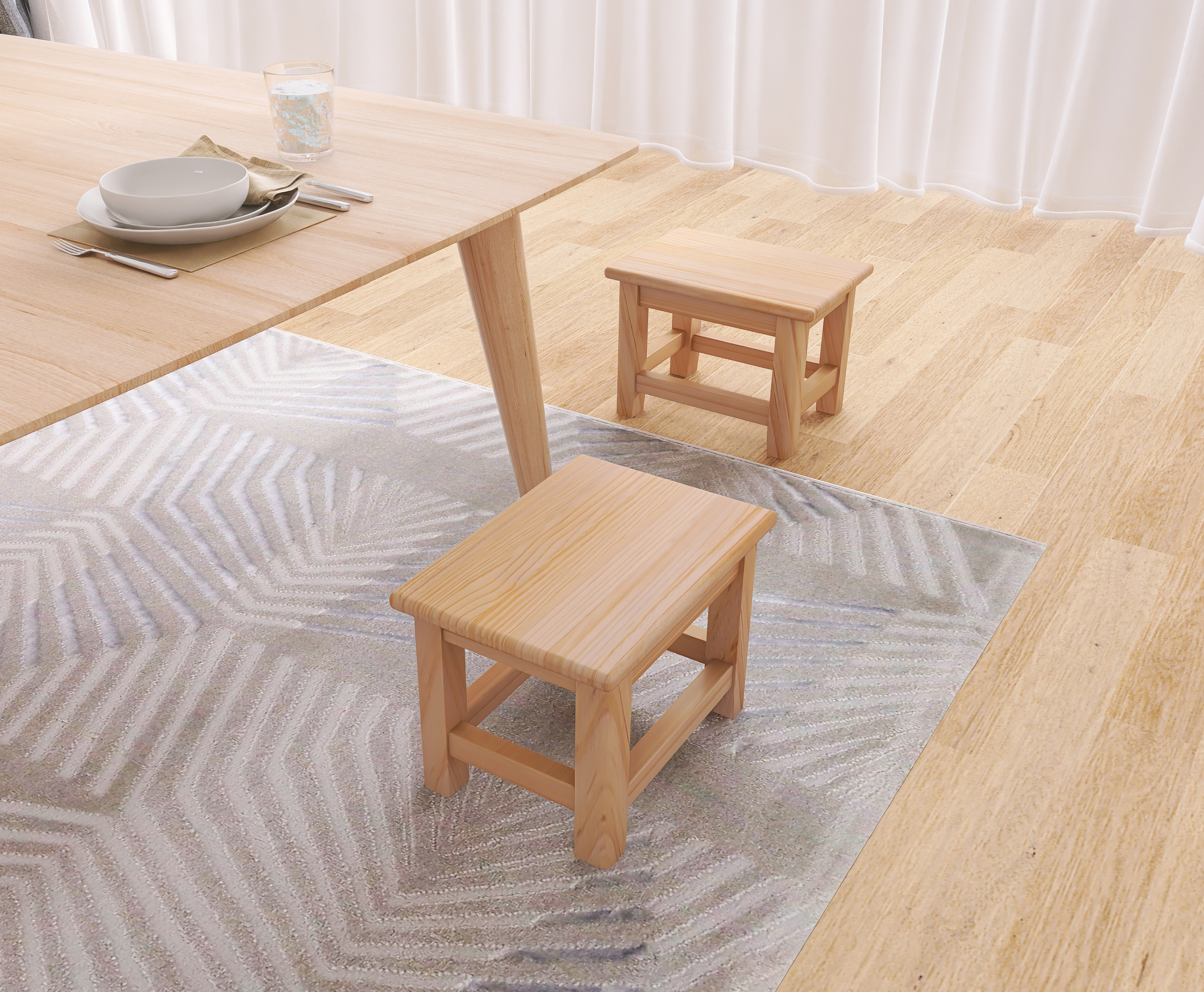 Small wooden bench household solid wood bench wooden stool low stool multifunctional square stool，Strong and durable small wooden stool，