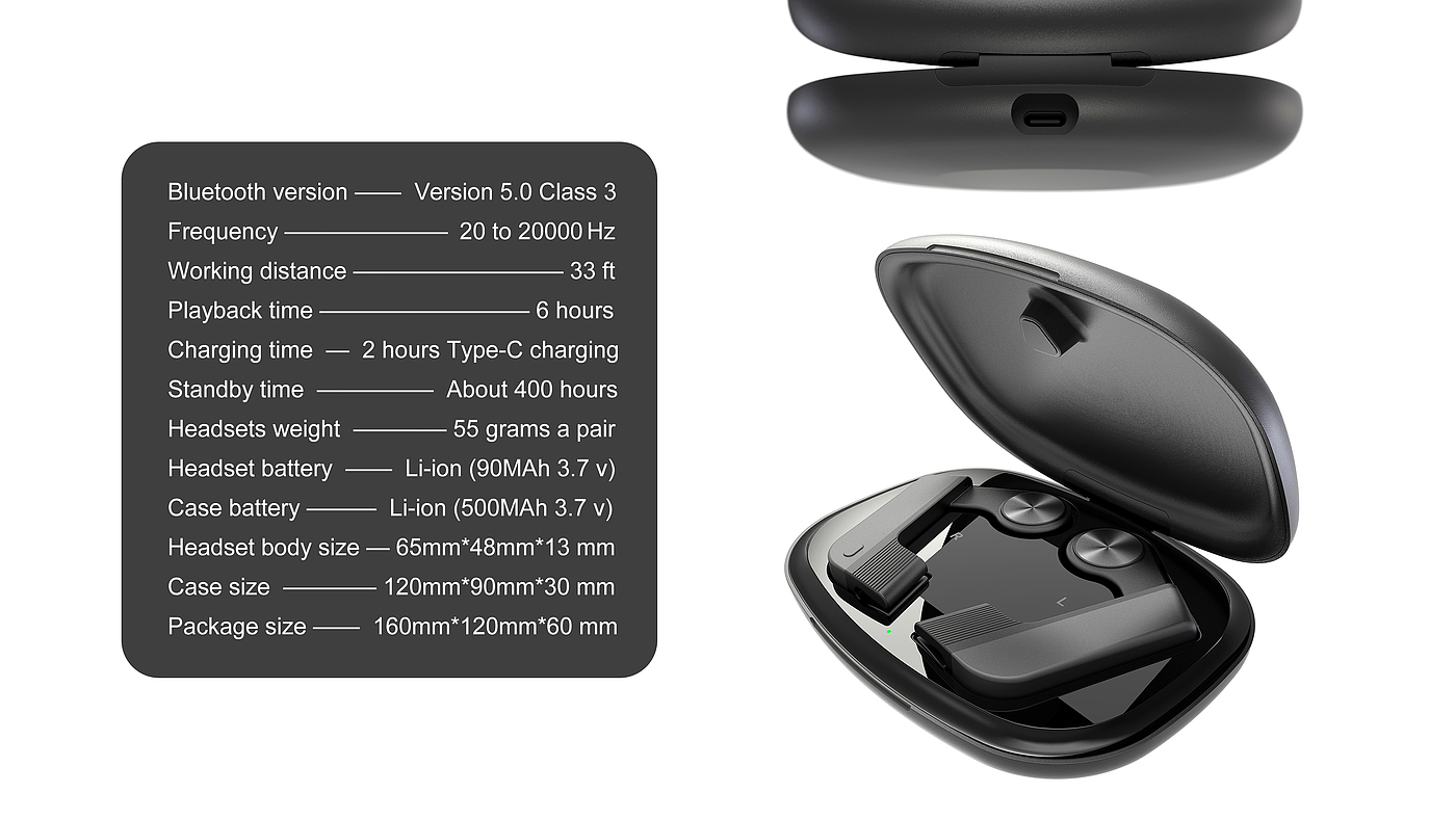 Bone conduction earphone，Glasses headphones，Soft rubber material，IP55 rating，