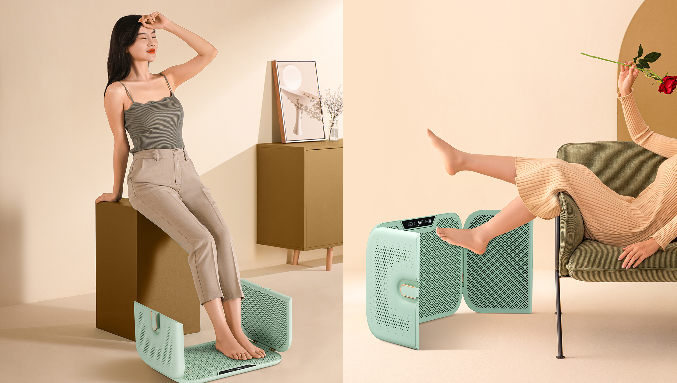 Foot warmer, electric heater, foot massage,，