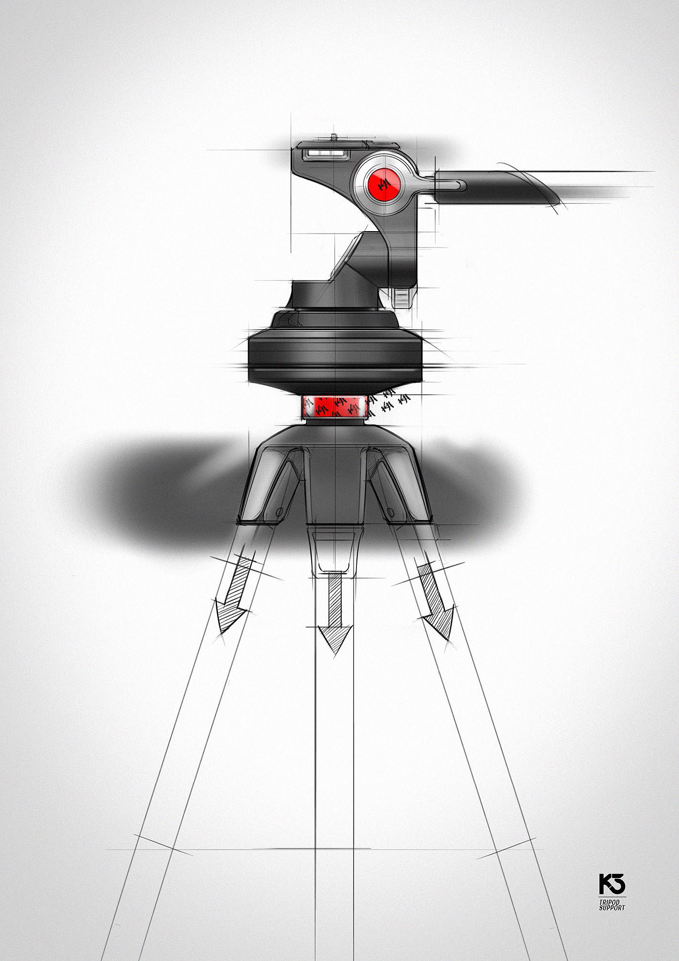 industrial design，product design，Design process，Hand drawn sketch，tripod，camera，parts，