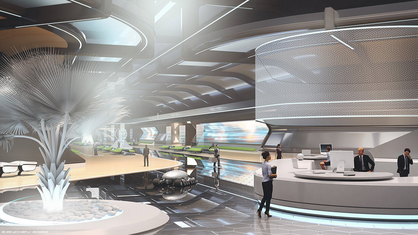 Architectural design，Appearance design，Lobby design，future，concept，