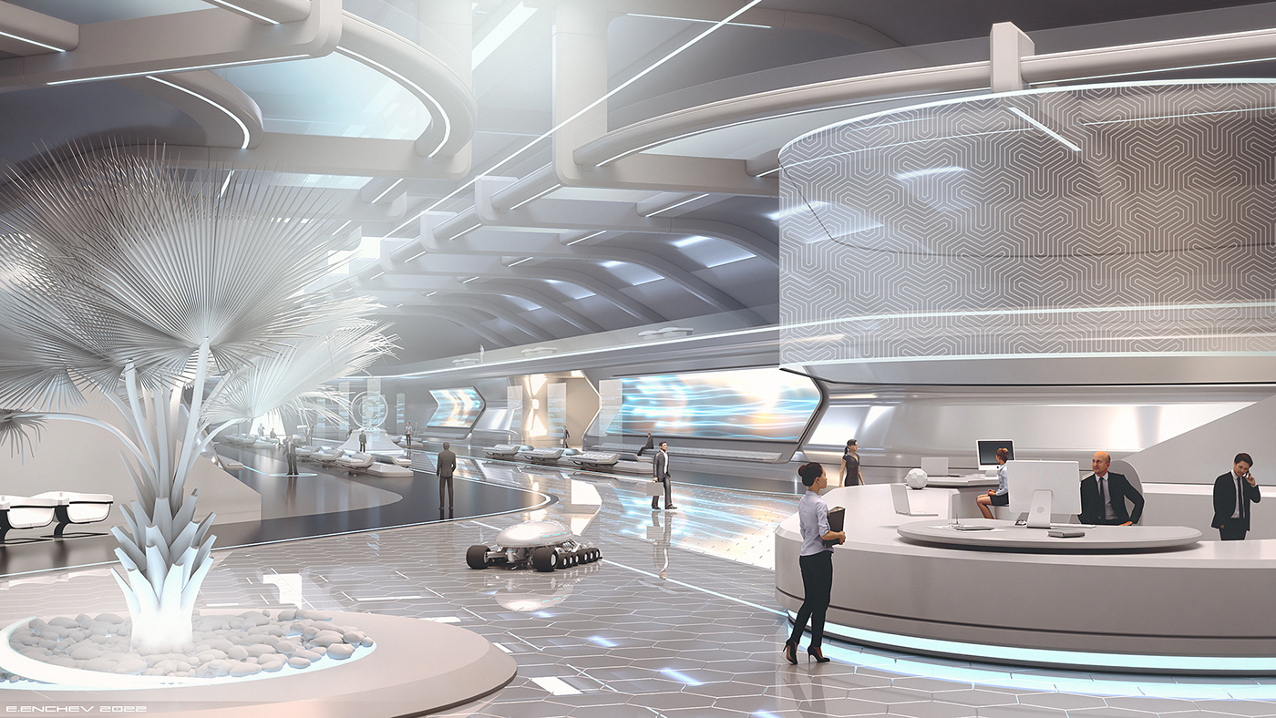 Architectural design，Appearance design，Lobby design，future，concept，