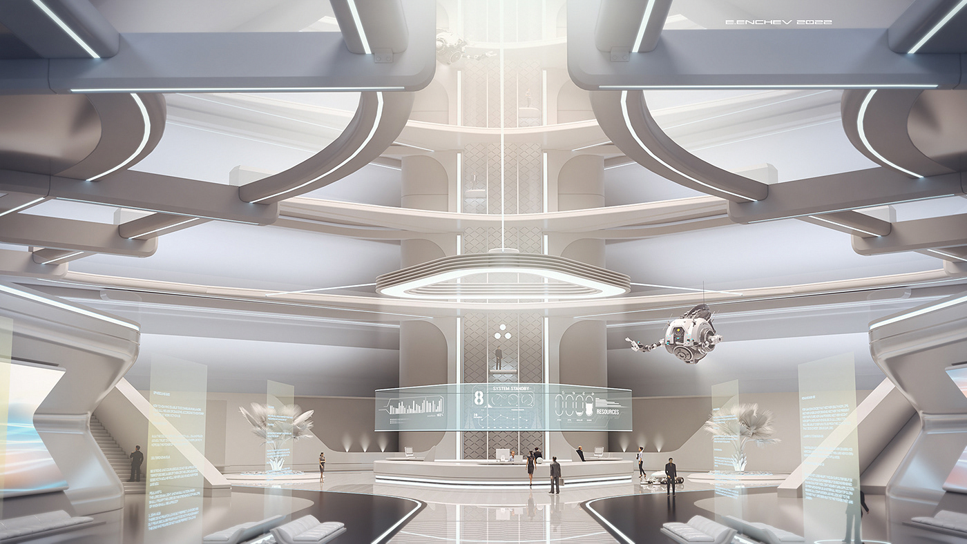 Architectural design，Appearance design，Lobby design，future，concept，