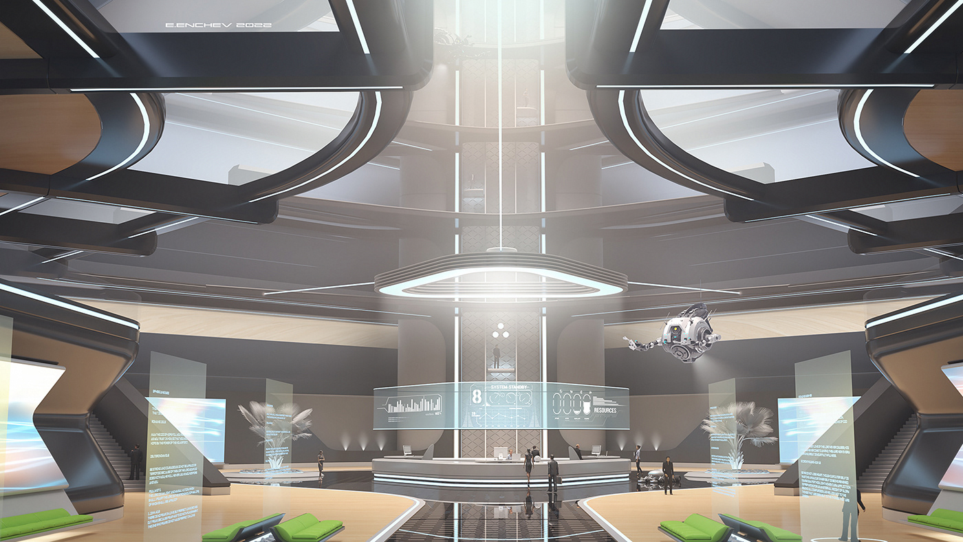 Architectural design，Appearance design，Lobby design，future，concept，
