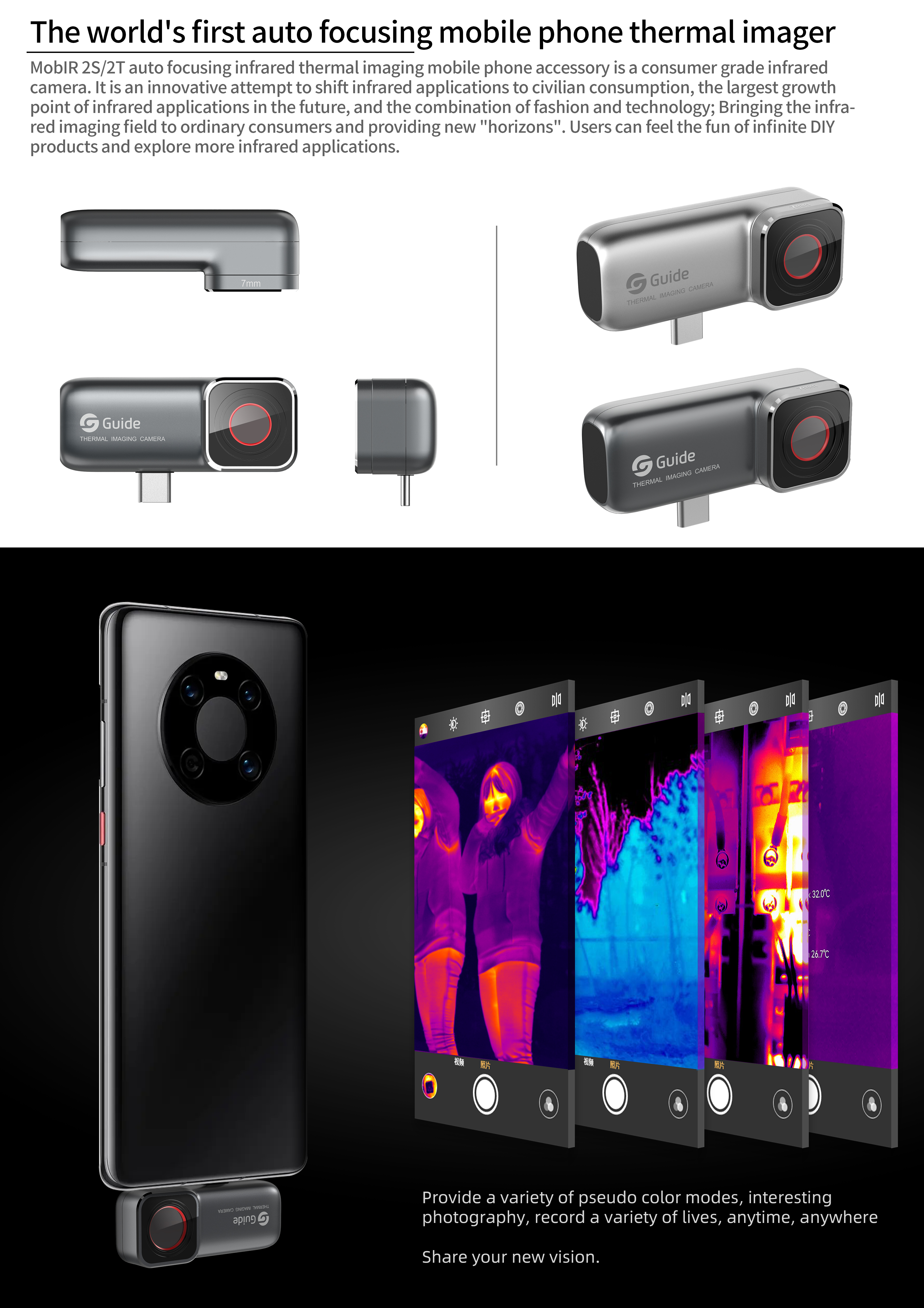 Autofocus, thermal imaging, compact, temperature detection，