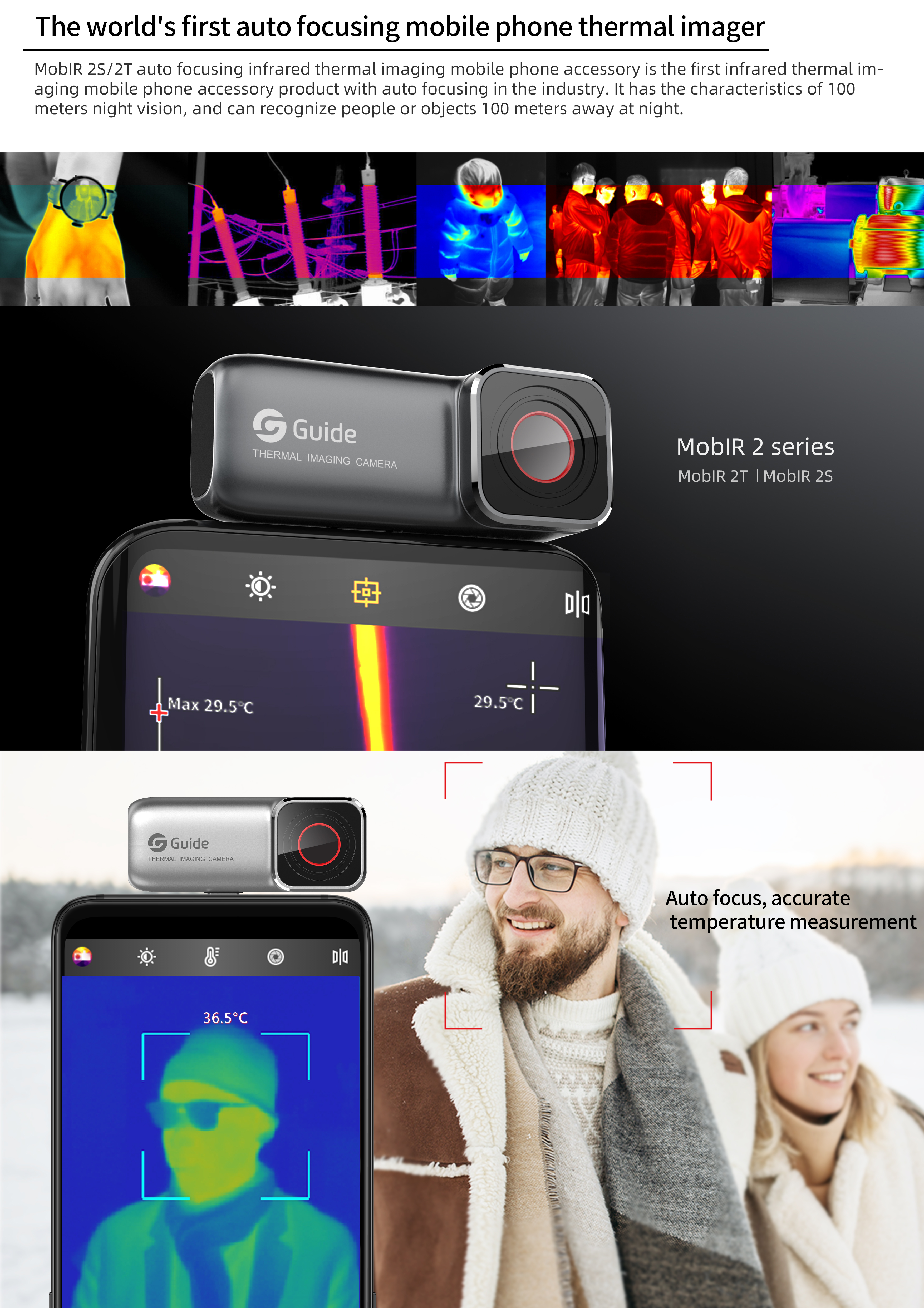 Autofocus, thermal imaging, compact, temperature detection，
