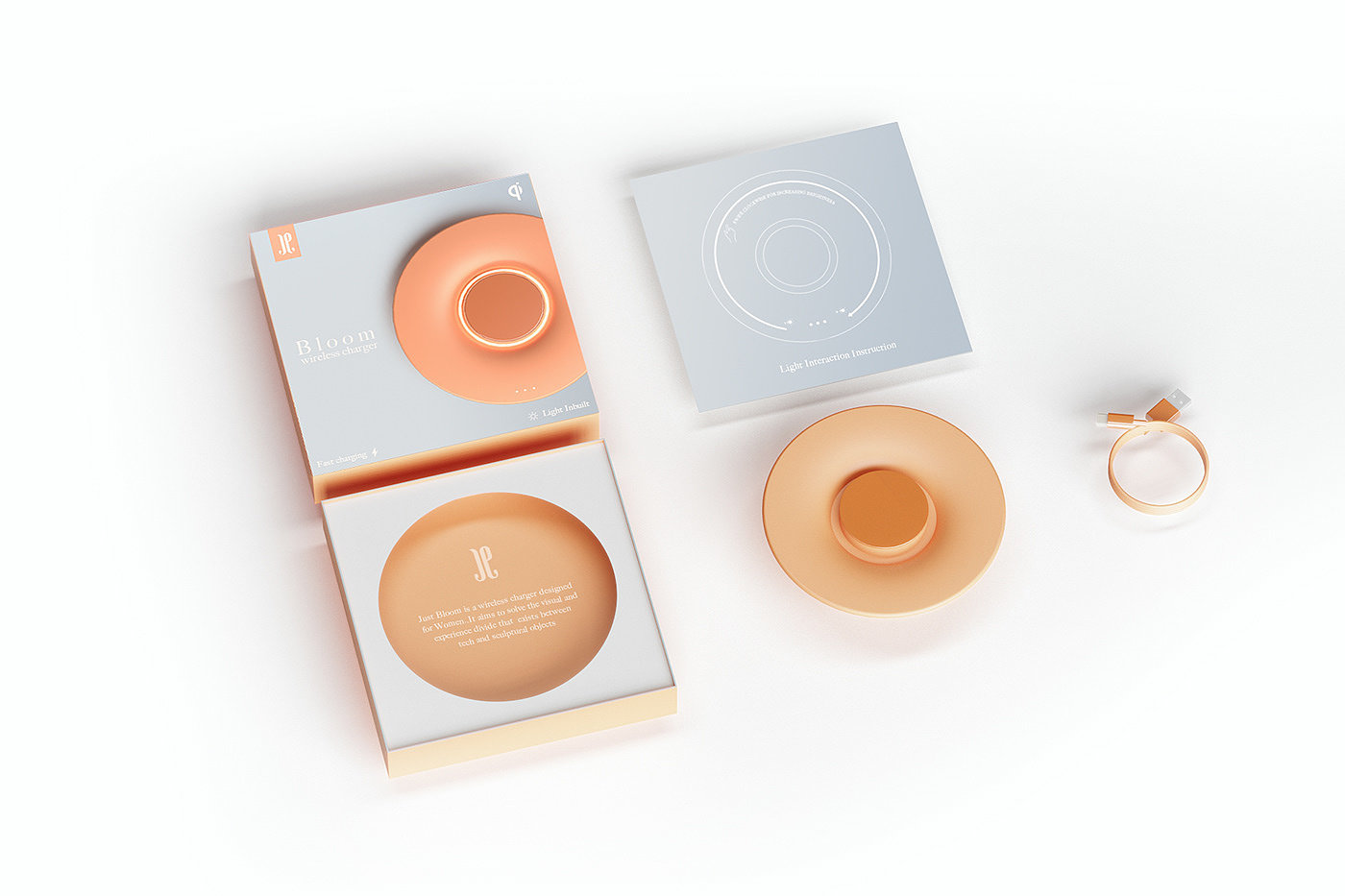 wireless charger ，lamp，bloom，product design，