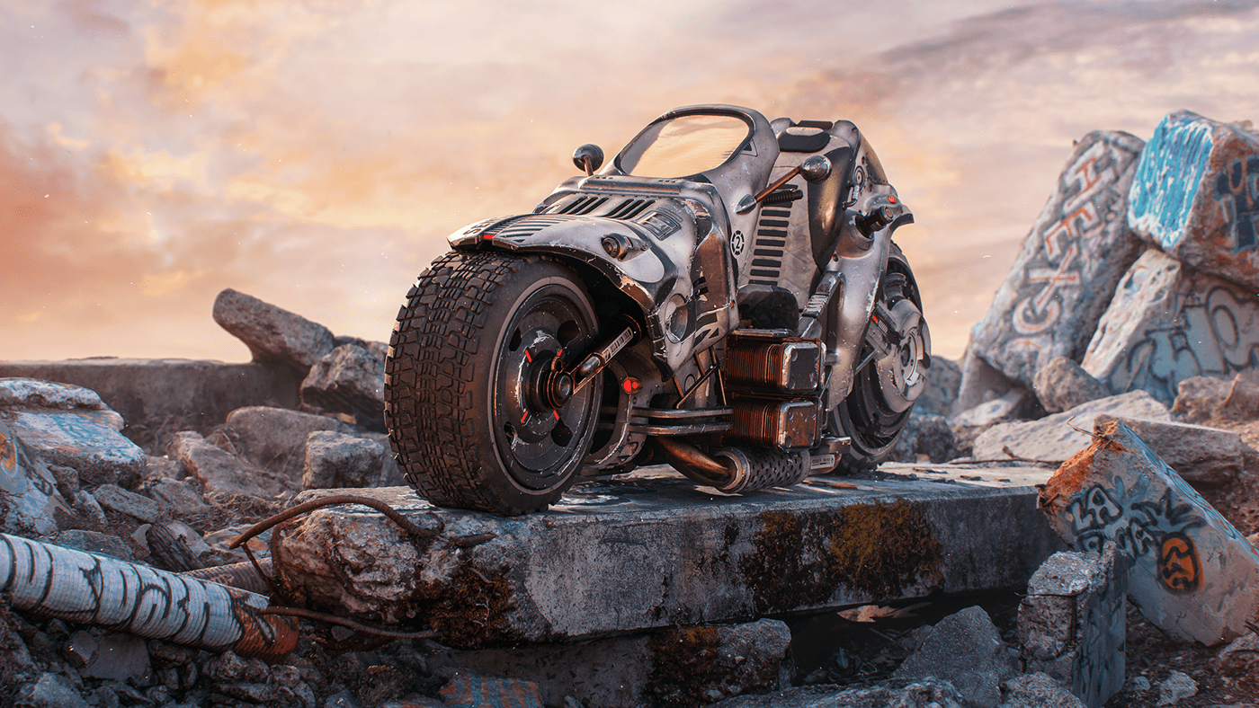 3D scanning，cgi，motorcycle，Photogrammetry，Cyberpunk，