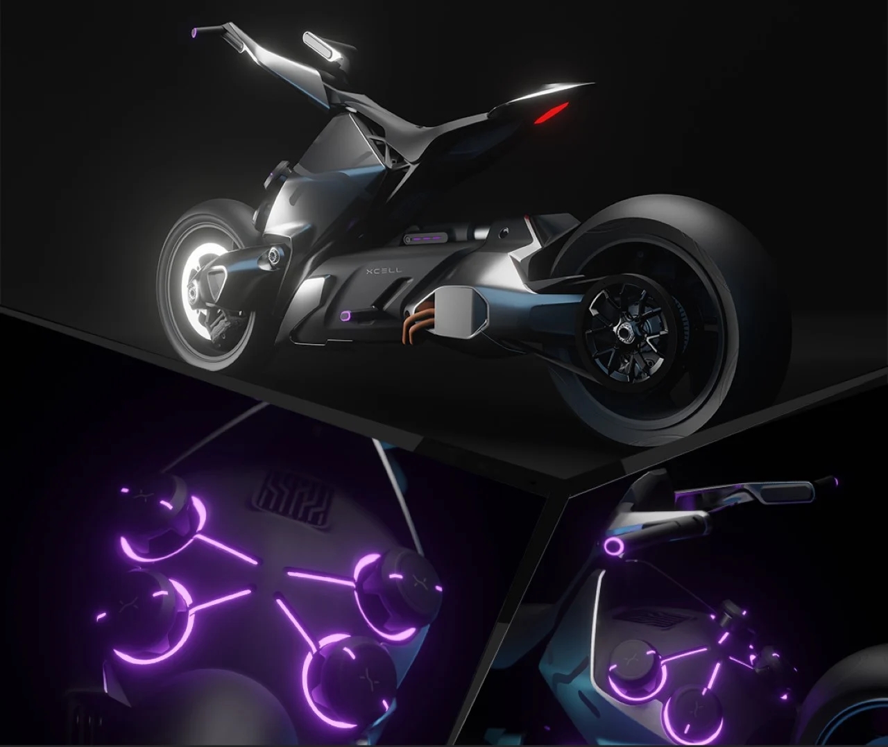 motorcycle，concept，Holographic display，industrial design，