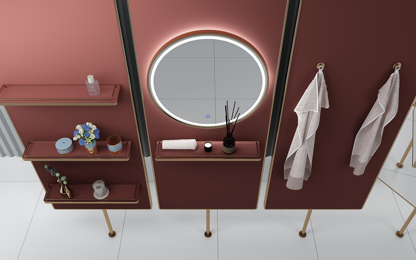 screen，mirror，Storage rack，product design，product development ，gules，Whole body mirror，Full-length mirror，