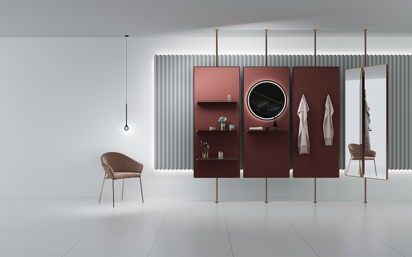 screen，mirror，Storage rack，product design，product development ，gules，Whole body mirror，Full-length mirror，
