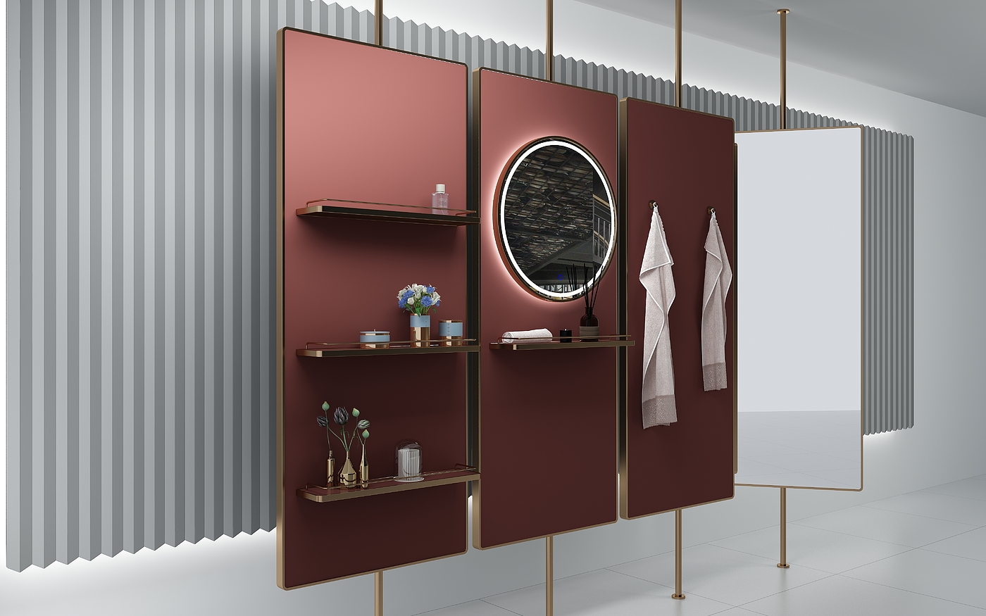 screen，mirror，Storage rack，product design，product development ，gules，Whole body mirror，Full-length mirror，