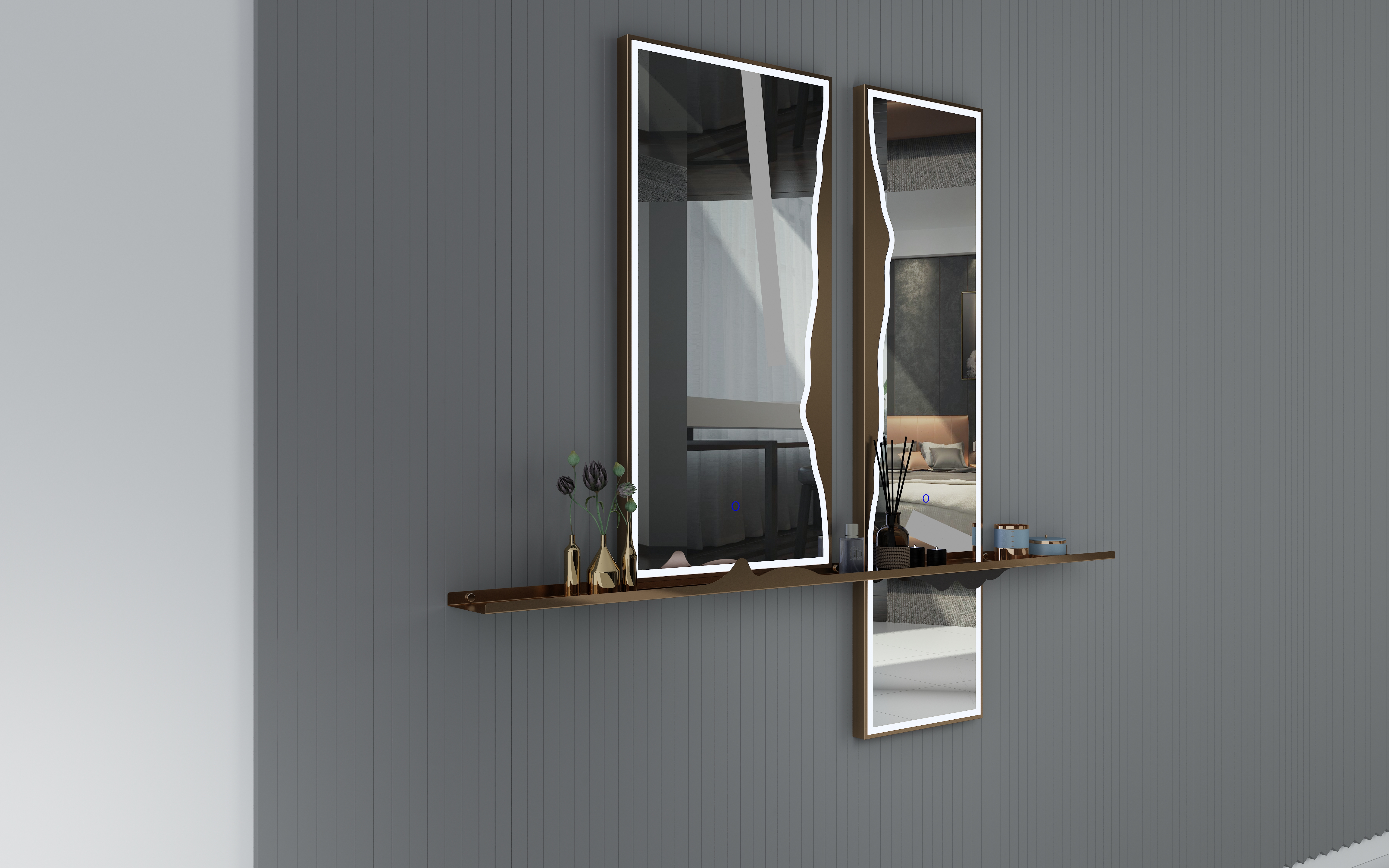 Whole body mirror，product design，Mirror design，porch mirror，mirror，Bright Moon，moon，golden，