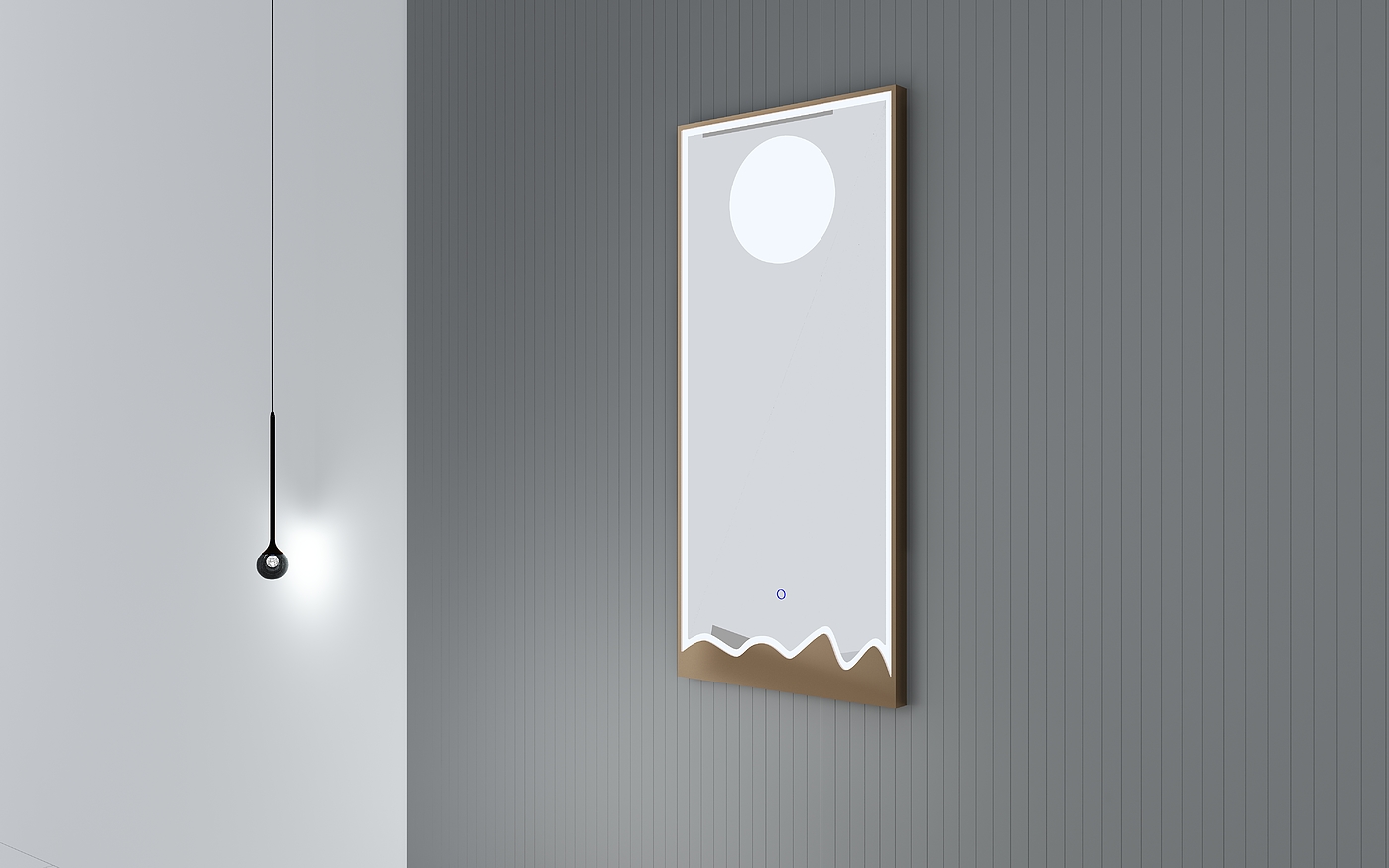 Whole body mirror，product design，Mirror design，porch mirror，mirror，Bright Moon，moon，golden，