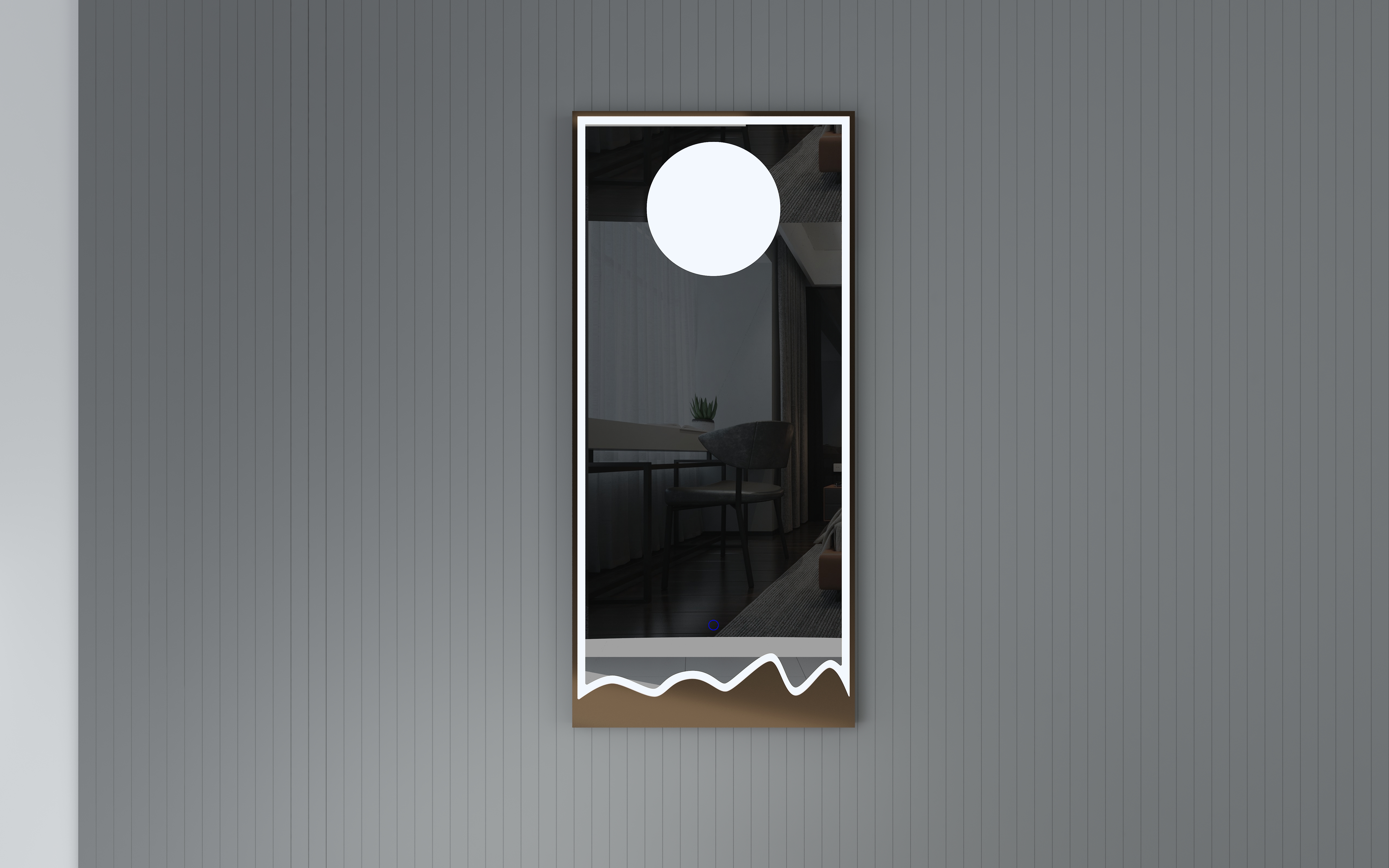 Whole body mirror，product design，Mirror design，porch mirror，mirror，Bright Moon，moon，golden，