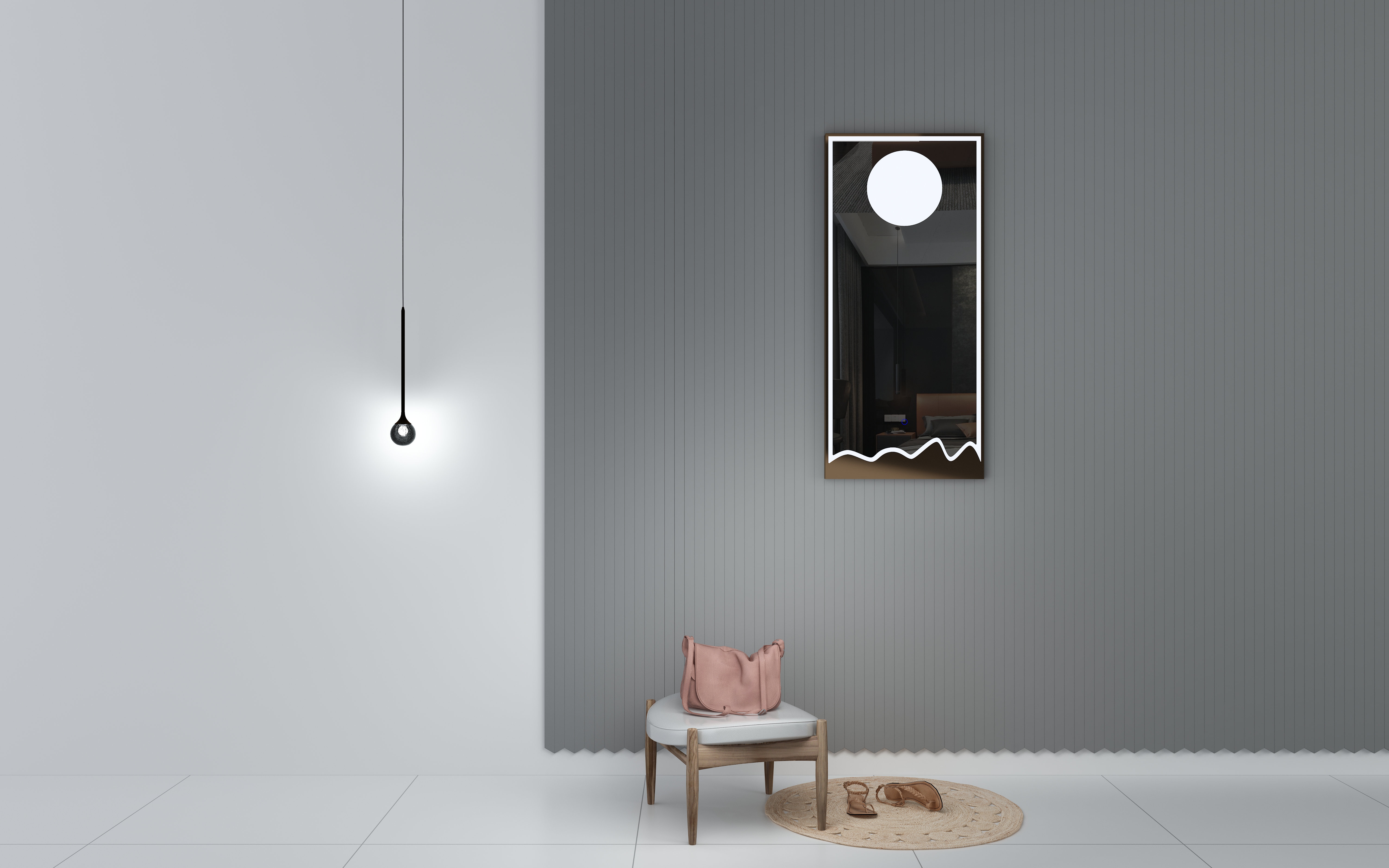 Whole body mirror，product design，Mirror design，porch mirror，mirror，Bright Moon，moon，golden，