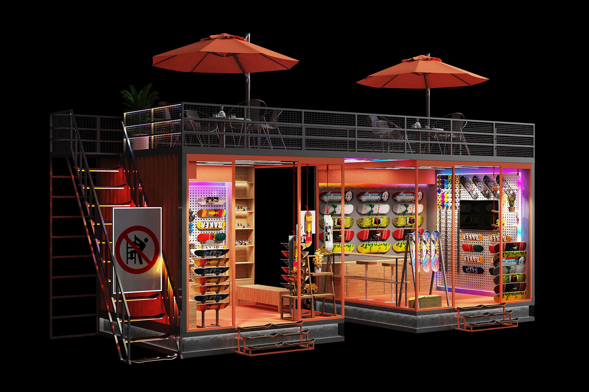 Skateboard shop，Container，